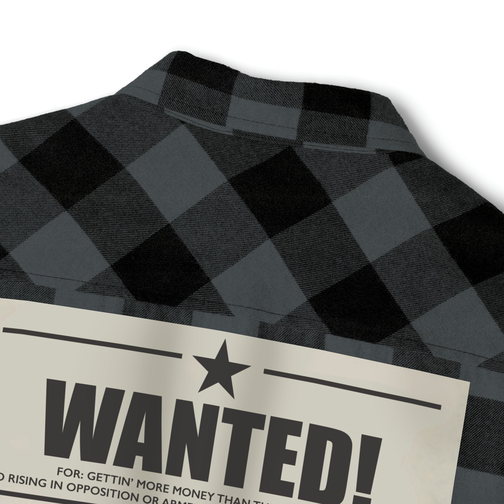 The Boondocks Freeman Brothers Wanted Charcoal Heather/ Black Flannel Shirt - Image 3