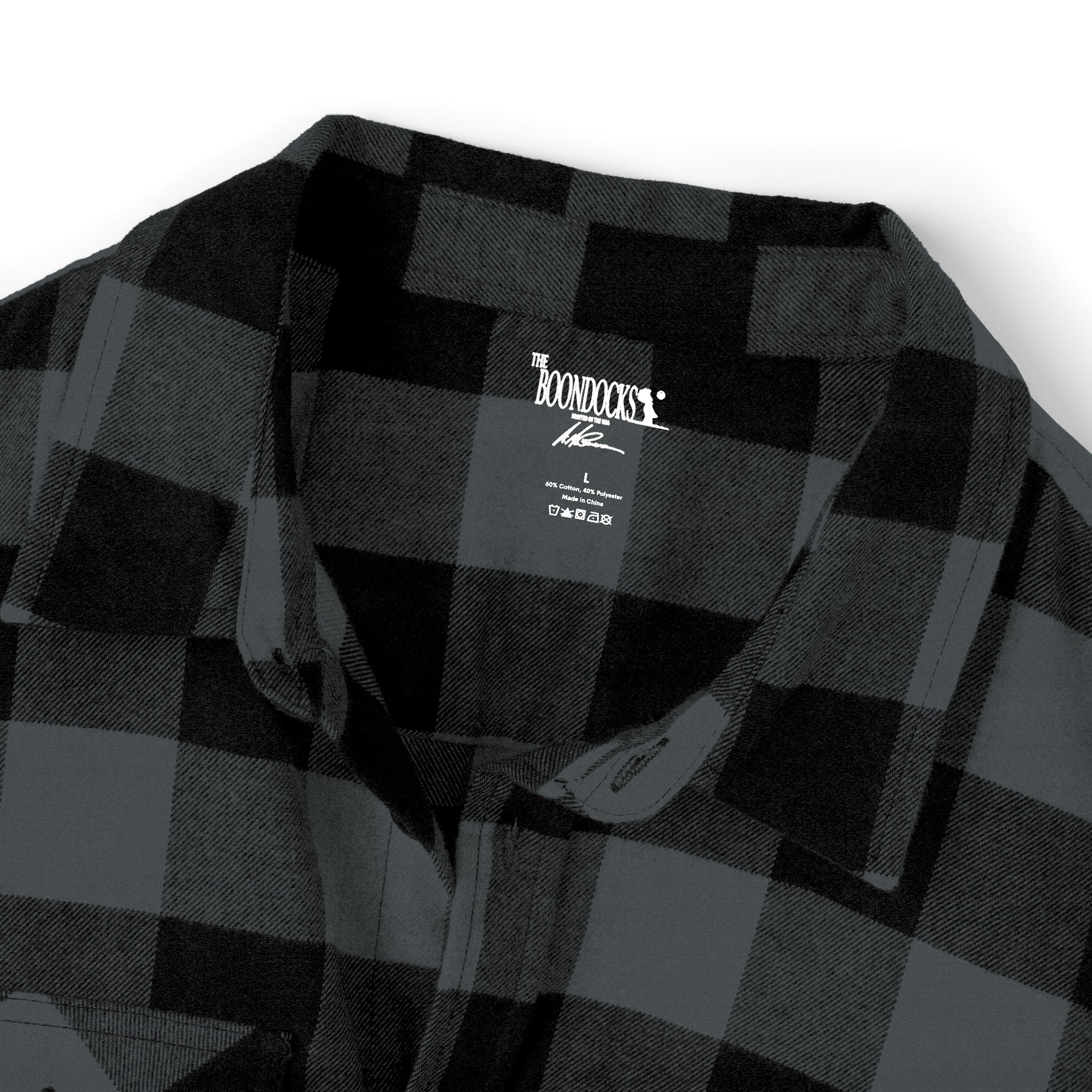 The Boondocks Freeman Brothers Wanted Charcoal Heather/ Black Flannel Shirt - Image 4