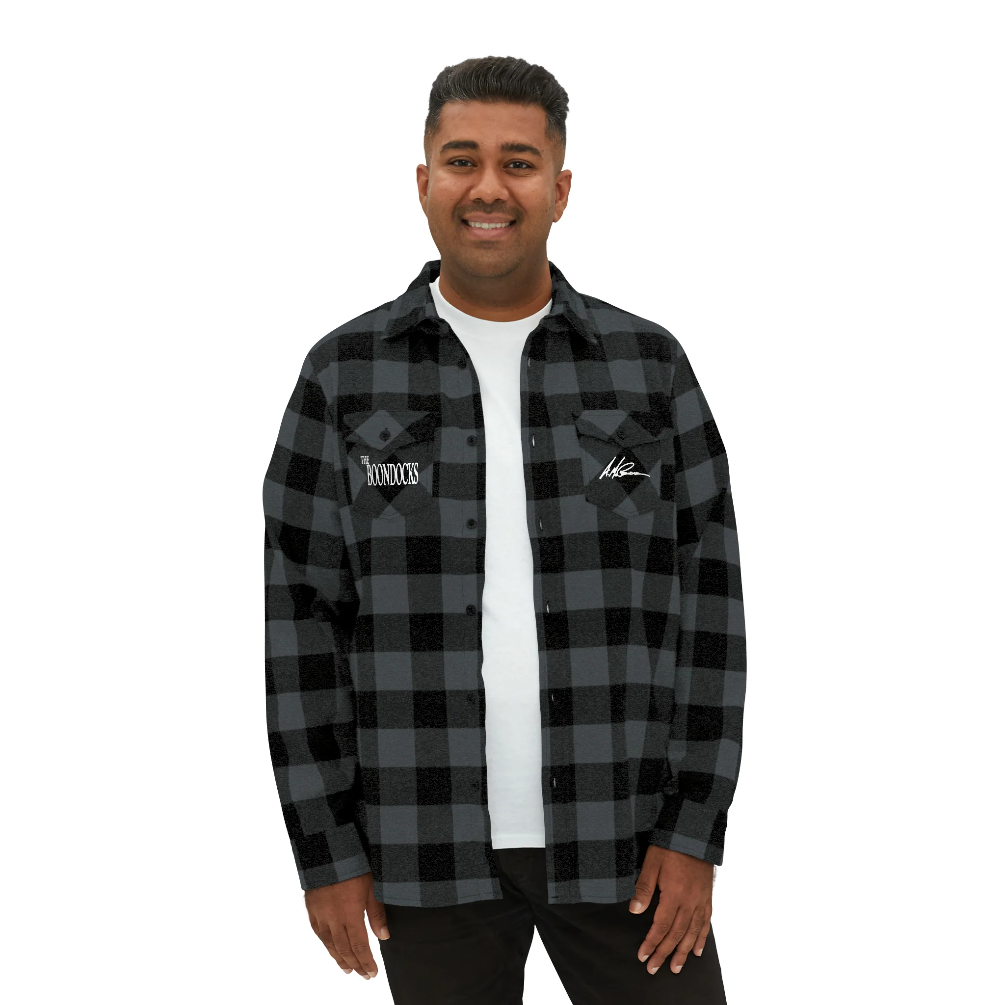 The Boondocks Freeman Brothers Wanted Charcoal Heather/ Black Flannel Shirt - Image 6