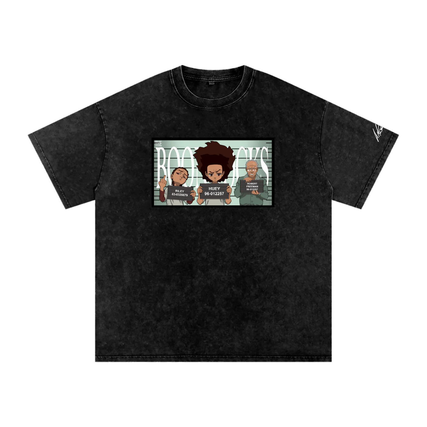The Boondocks Freeman Family Mugshot Acid Washed Oversized T-Shirt - Image 3