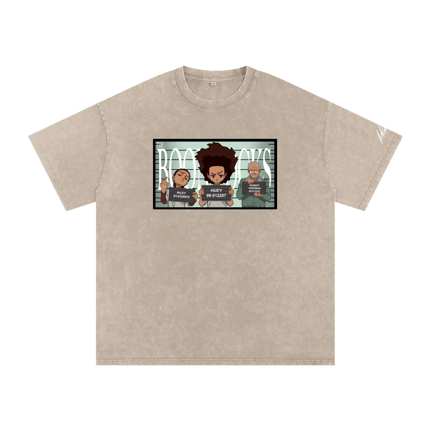 The Boondocks Freeman Family Mugshot Acid Washed Oversized T-Shirt - Image 5