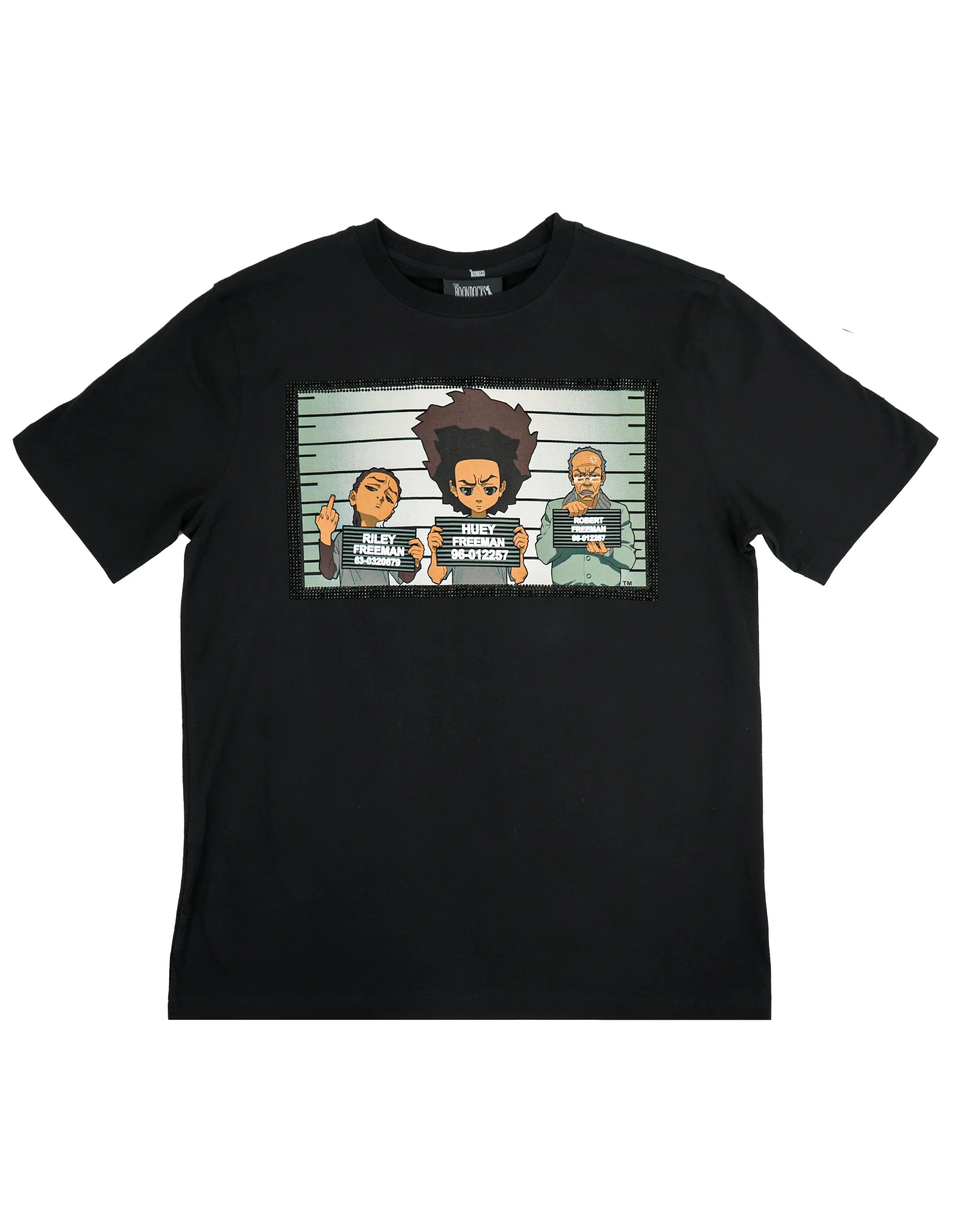 The Boondocks - Family Mugshot Black Stoned T-Shirt - Image 3