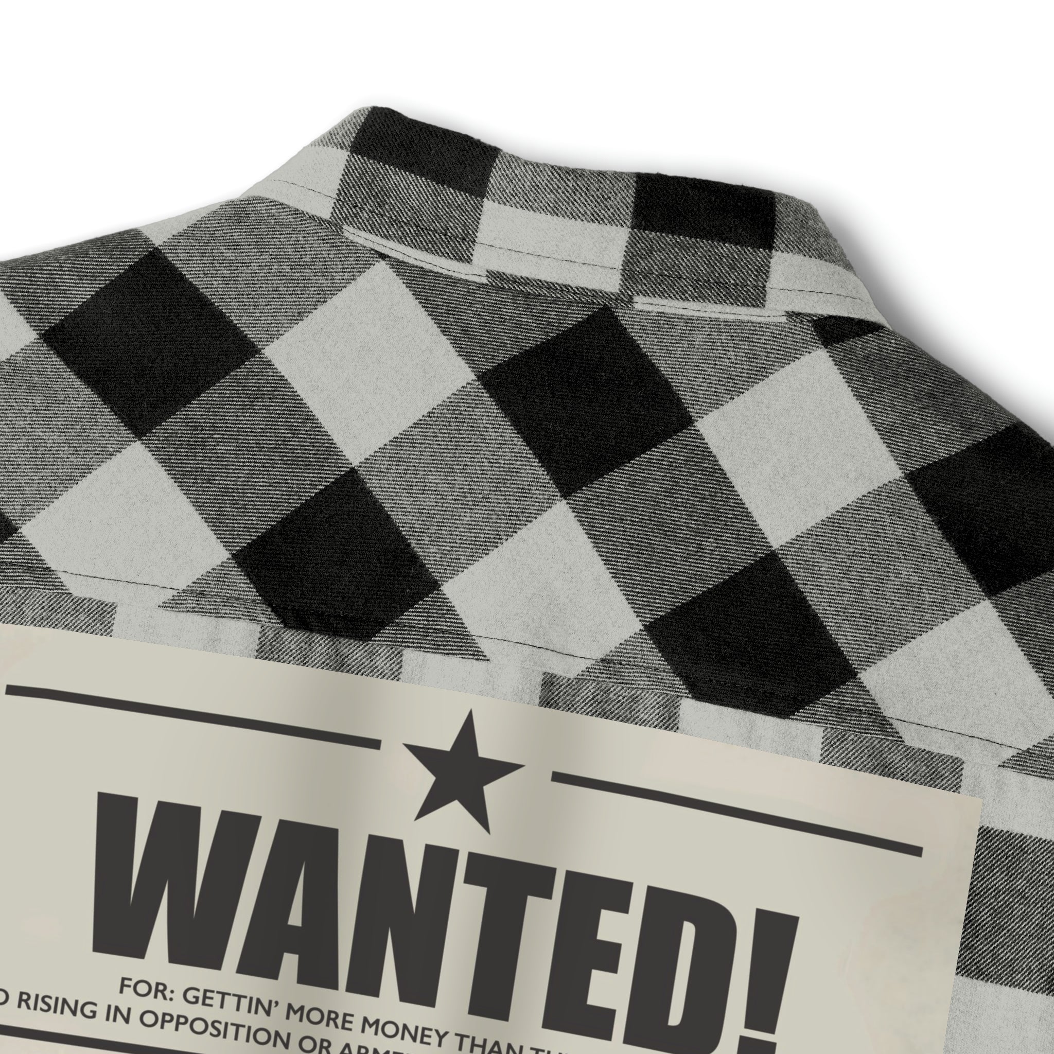 The Boondocks Freeman Brothers Wanted Grey Heather/ Black Flannel Shirt - Image 3