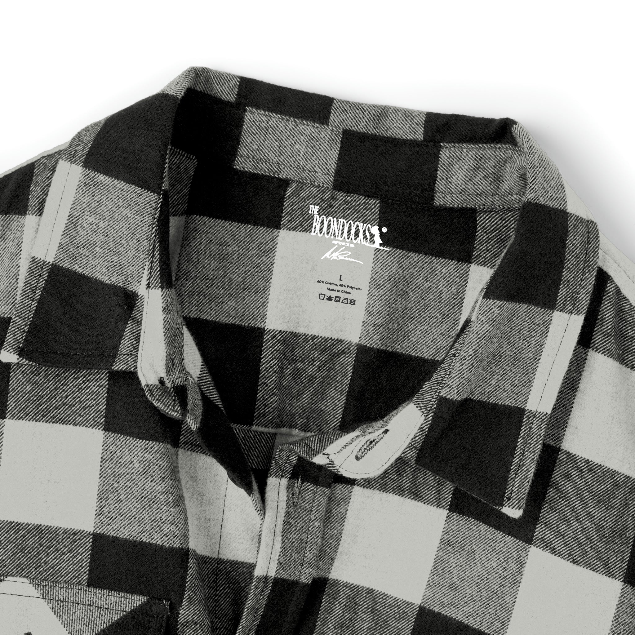 The Boondocks Freeman Brothers Wanted Grey Heather/ Black Flannel Shirt - Image 4