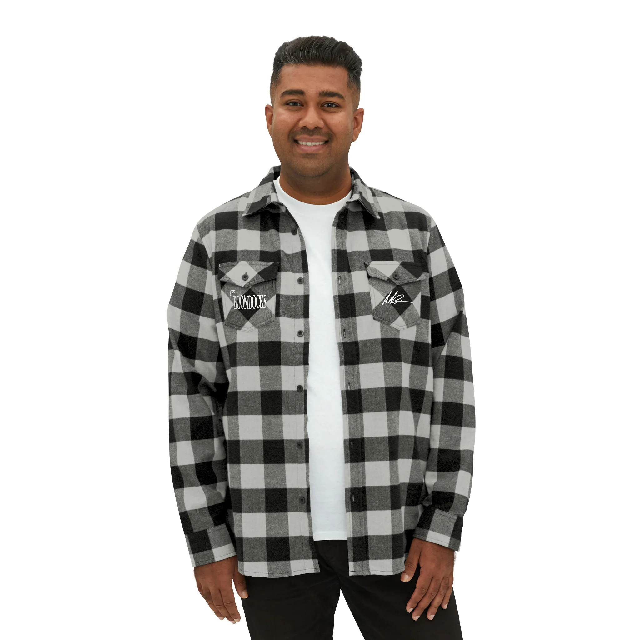 The Boondocks Freeman Brothers Wanted Grey Heather/ Black Flannel Shirt - Image 6