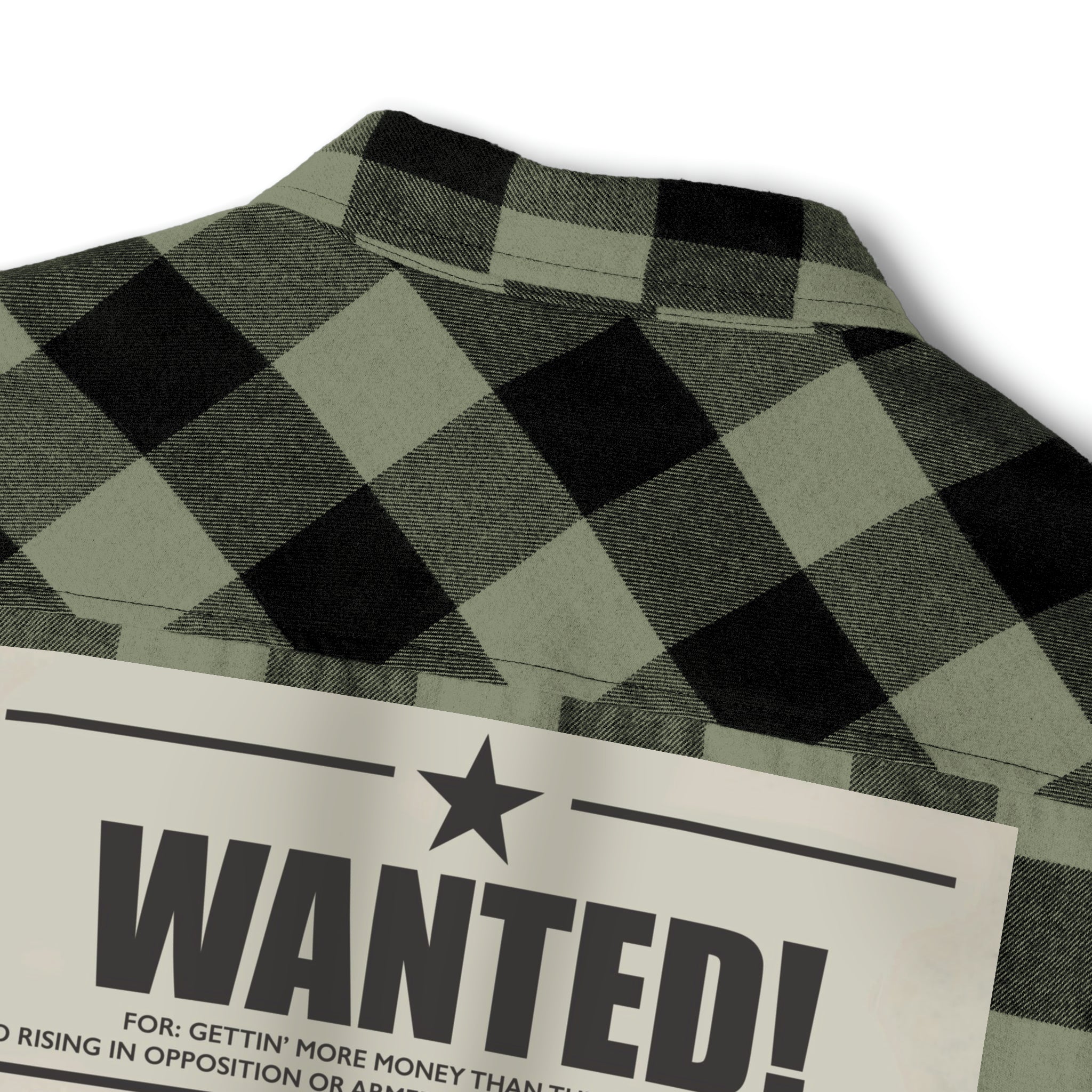 The Boondocks Freeman Brothers Wanted Olive / Black Flannel Shirt - Image 3