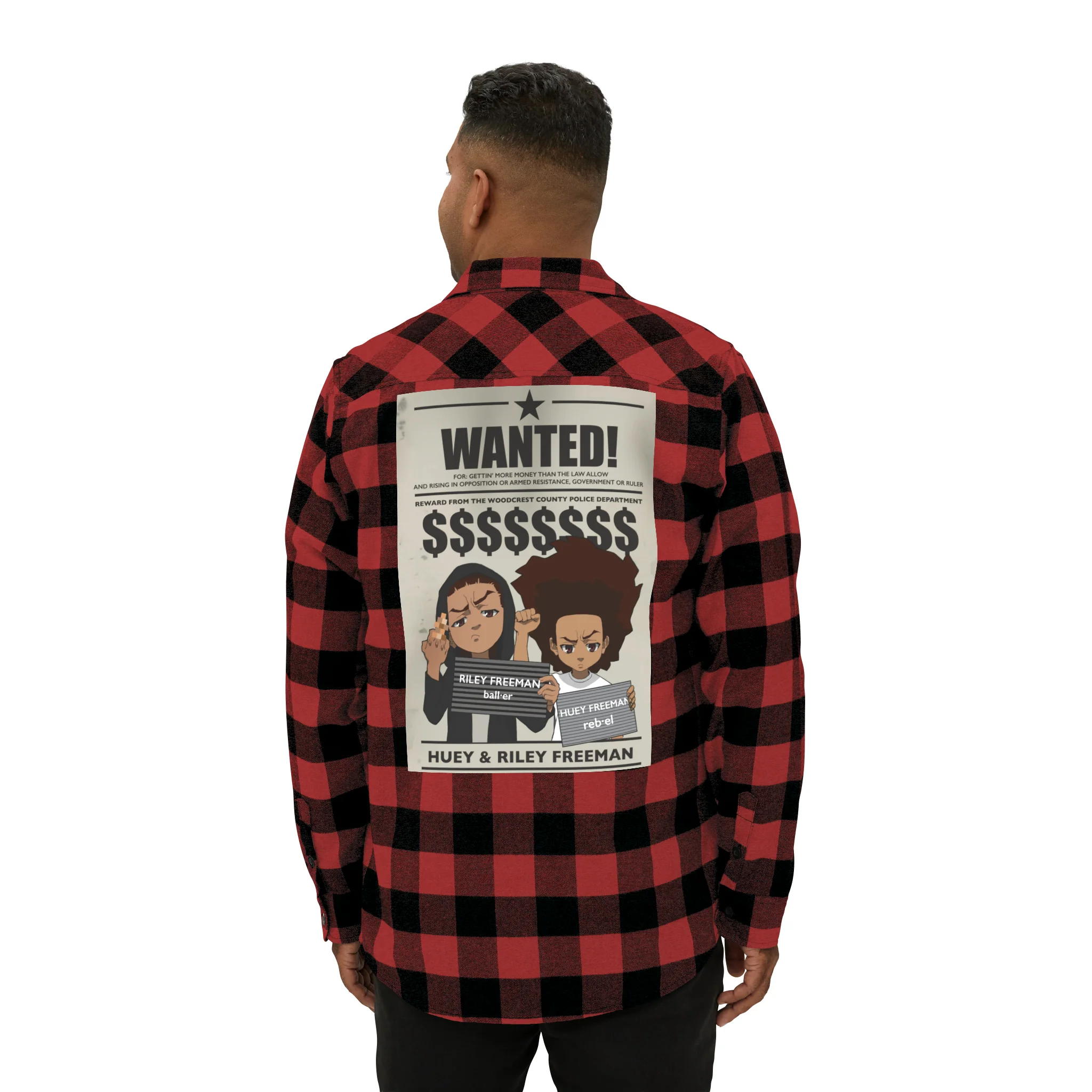 The Boondocks Freeman Brothers Wanted Red / Black Flannel Shirt - Image 7