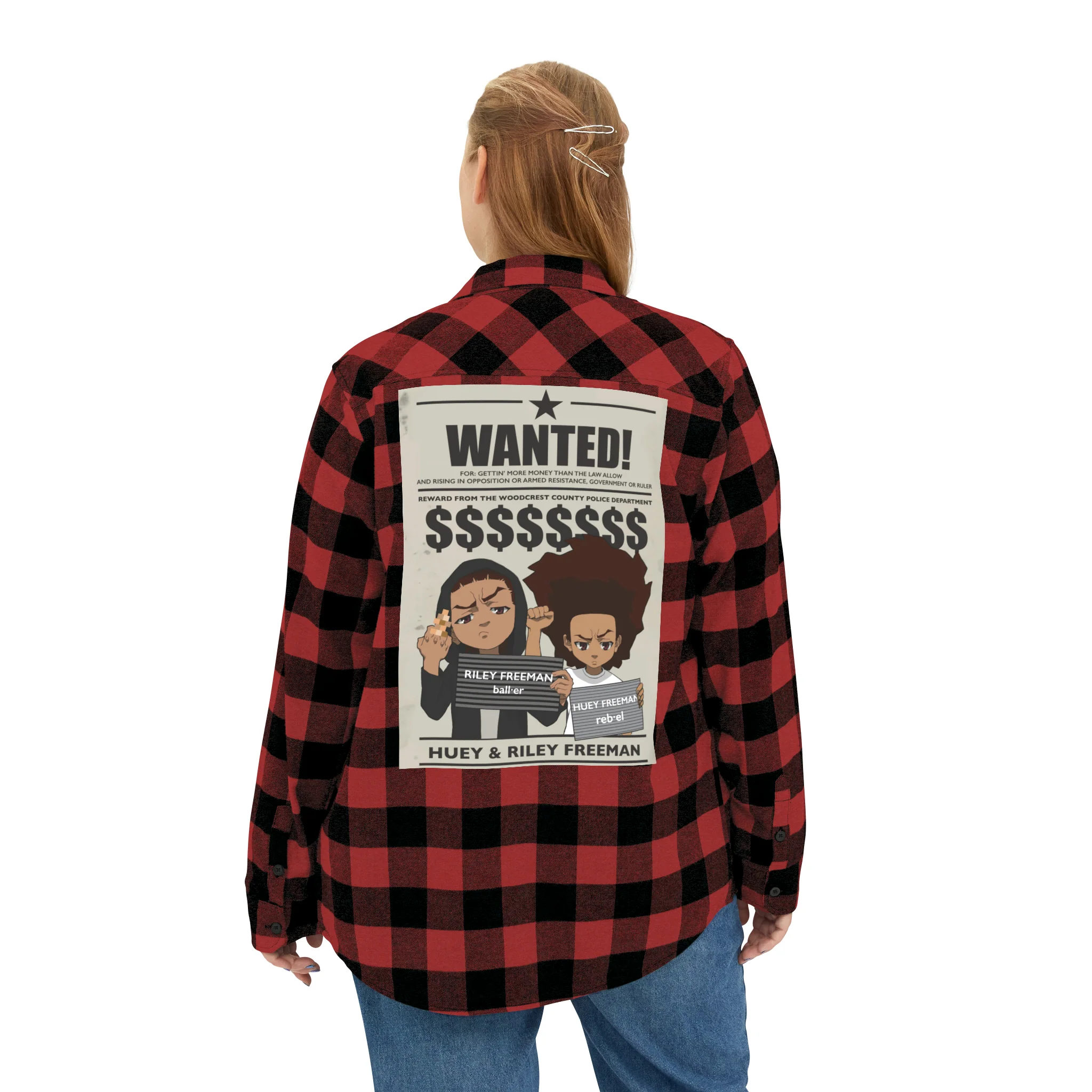 The Boondocks Freeman Brothers Wanted Red / Black Flannel Shirt - Image 9