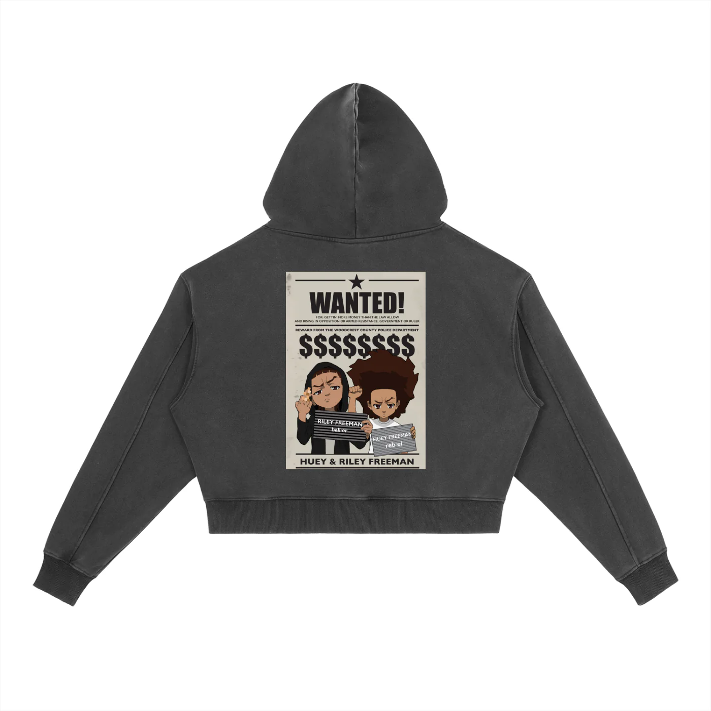 The Boondocks Freeman’s Brothers Most Wanted Acid Washed Heavyweight Hoodie - Image 3