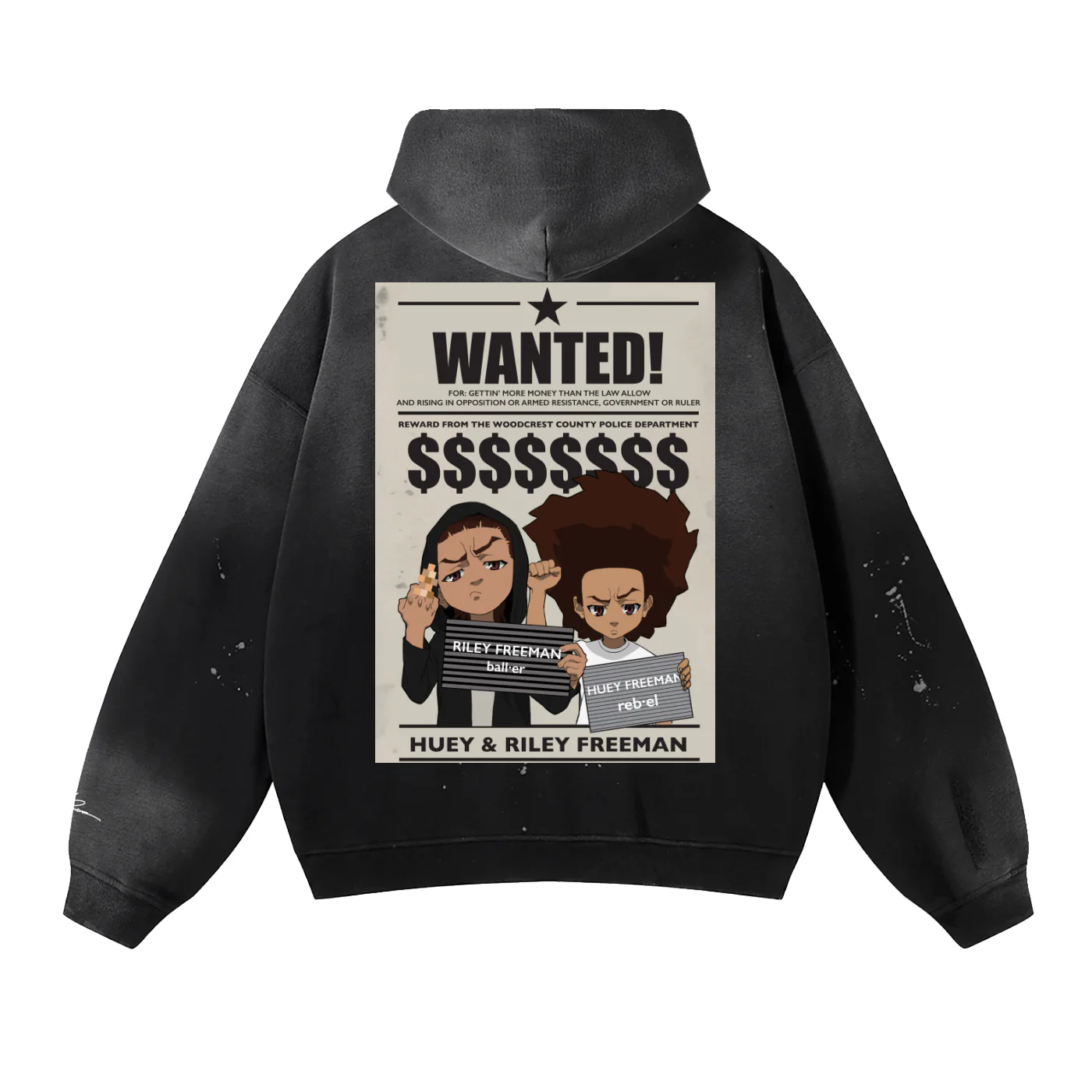 The Boondocks Freeman's Brothers Most Wanted Vintage Washed Hoodie - Image 4