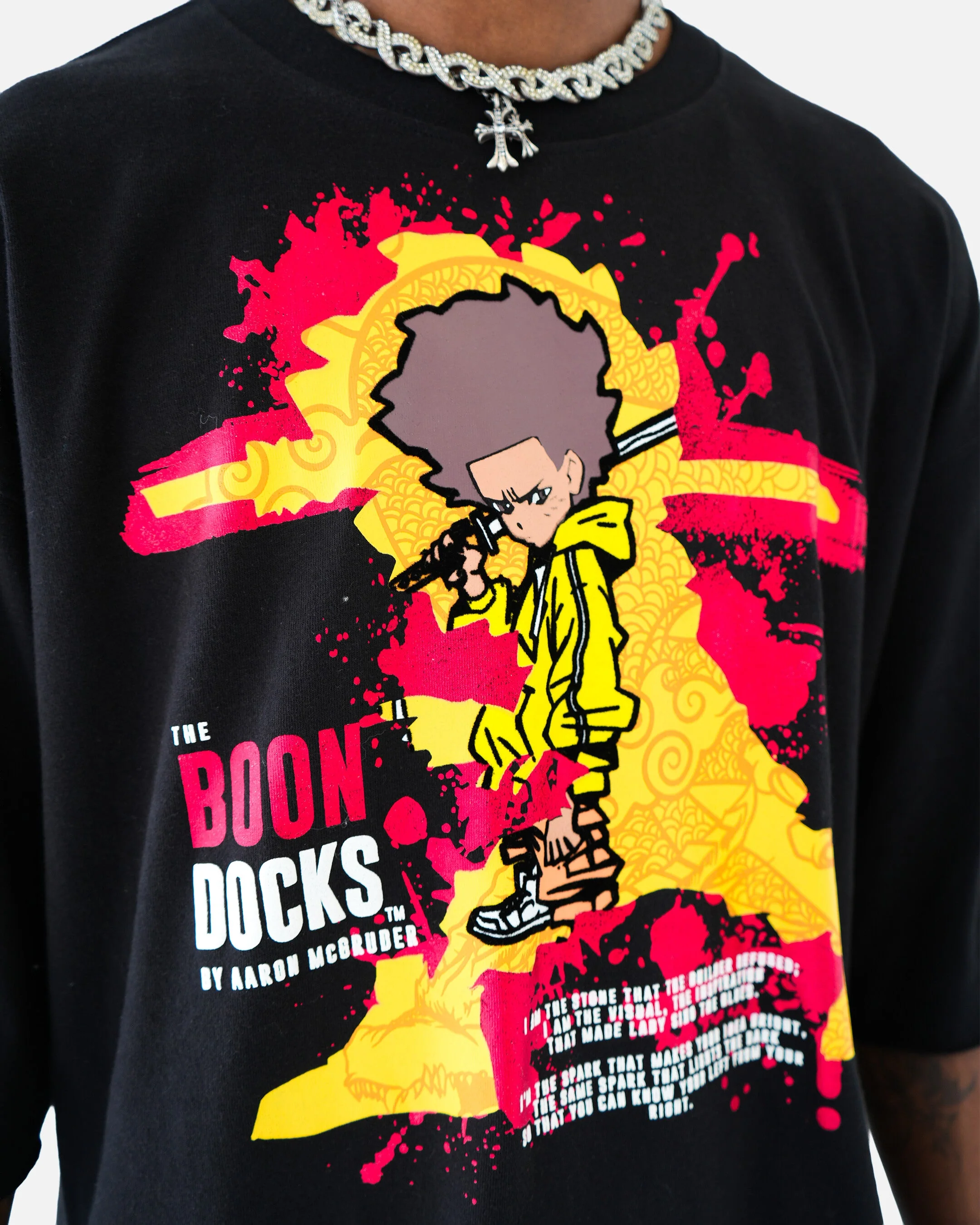 The Boondocks Freeman's Fury Cropped Black T-Shirt - Image 2