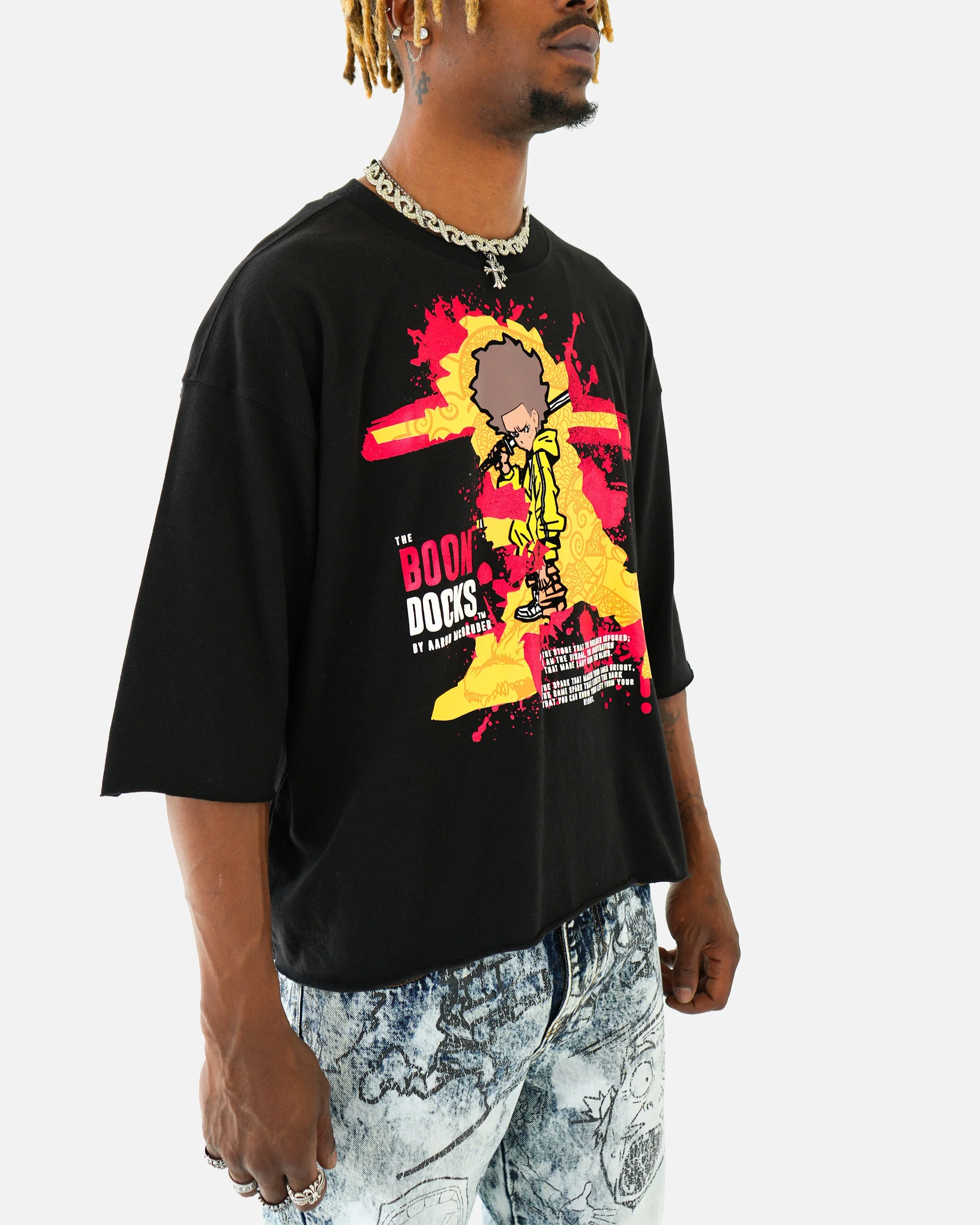 The Boondocks Freeman's Fury Cropped Black T-Shirt - Image 3