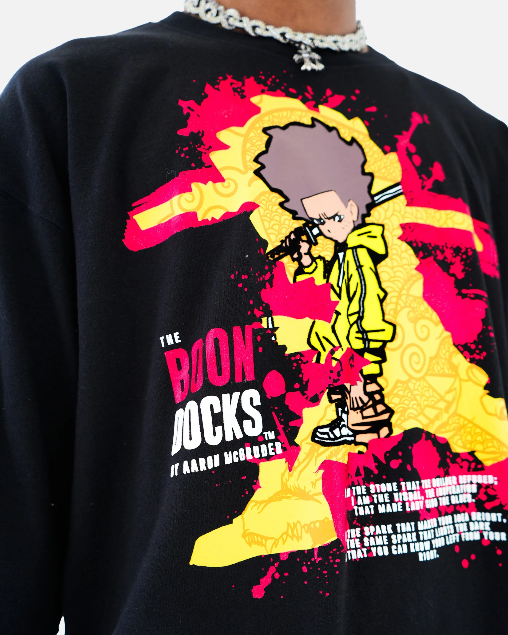 The Boondocks Freeman's Fury Cropped Black T-Shirt - Image 4