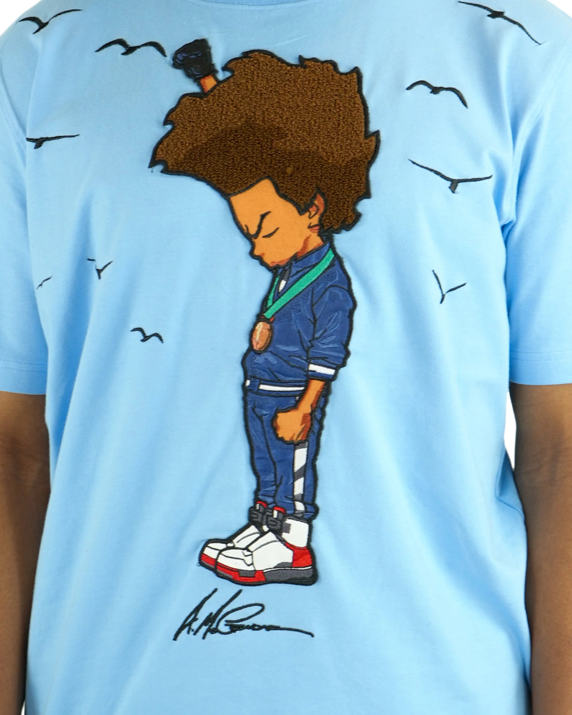 The Boondocks - Huey Fist NC Blue T-Shirt - Image 3