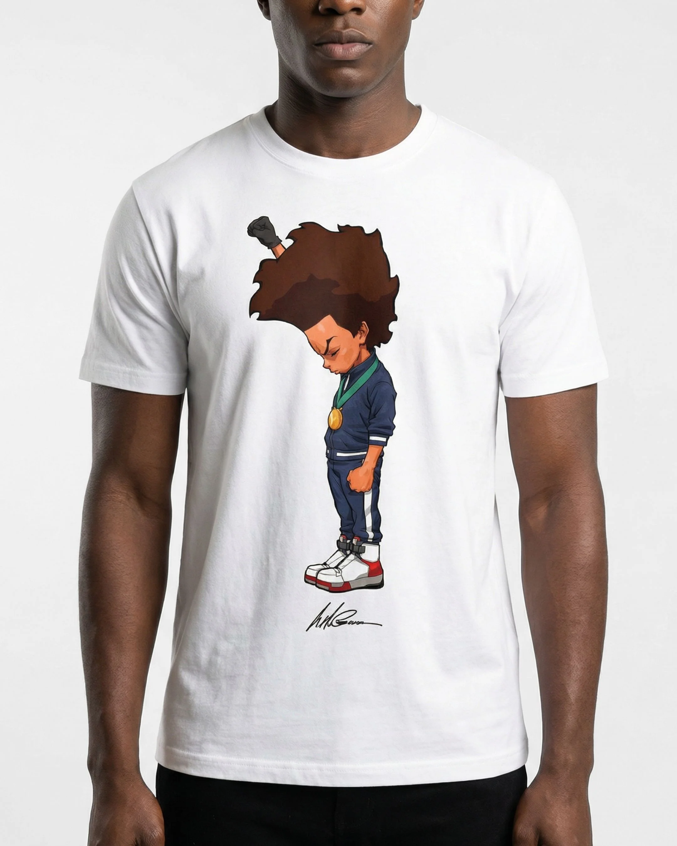 The Boondocks Huey Fist Stand White T-Shirt