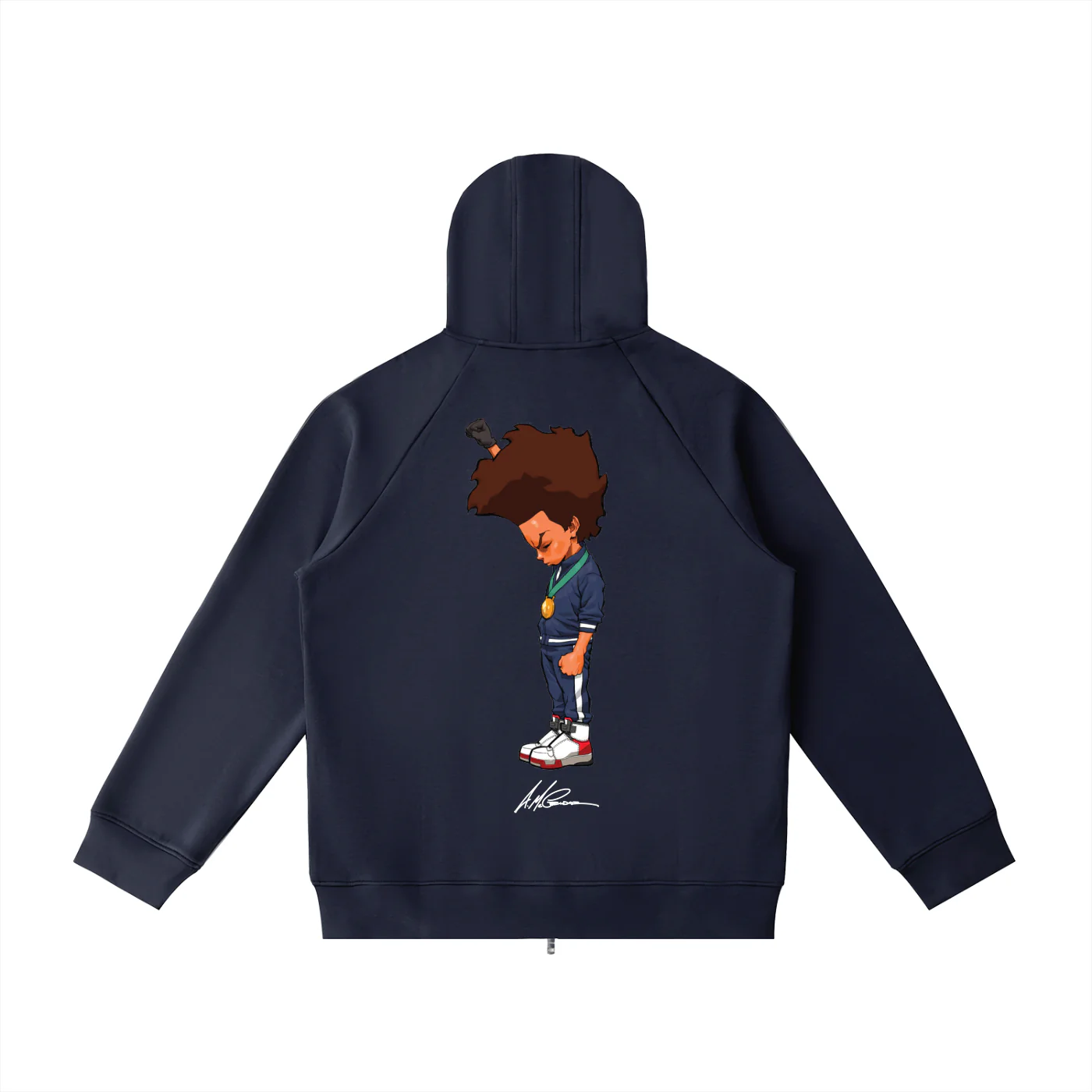 The Boondocks Huey Fist Stand Zipper Heavyweight Hoodie - Image 4
