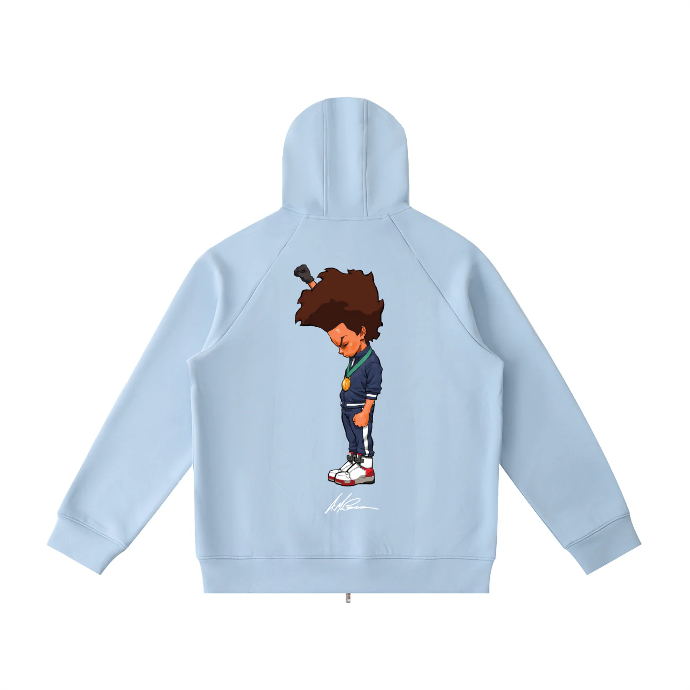 The Boondocks Huey Fist Stand Zipper Heavyweight Hoodie - Image 6