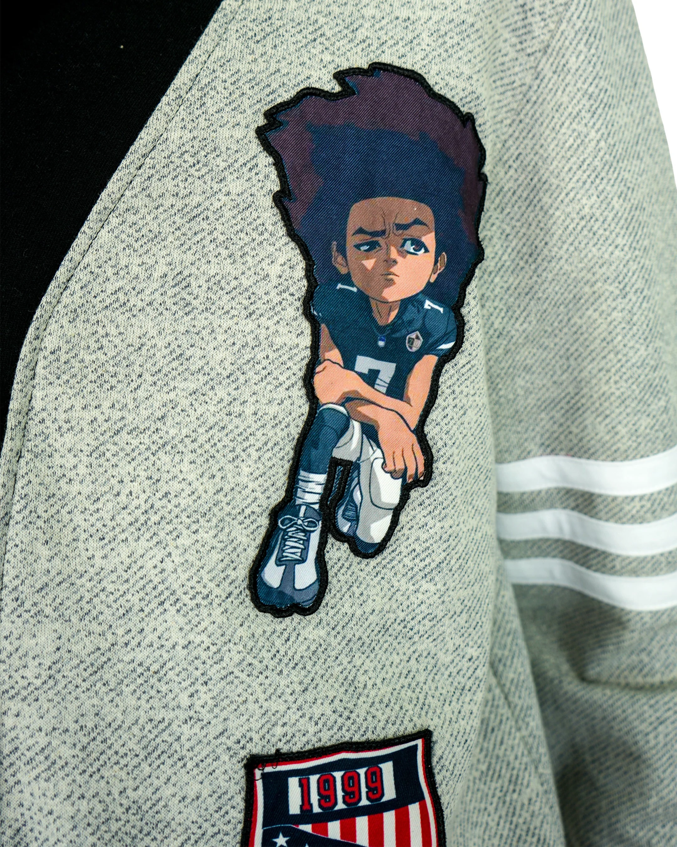 The Boondocks Huey Football Knit Black Cardigan - Image 4