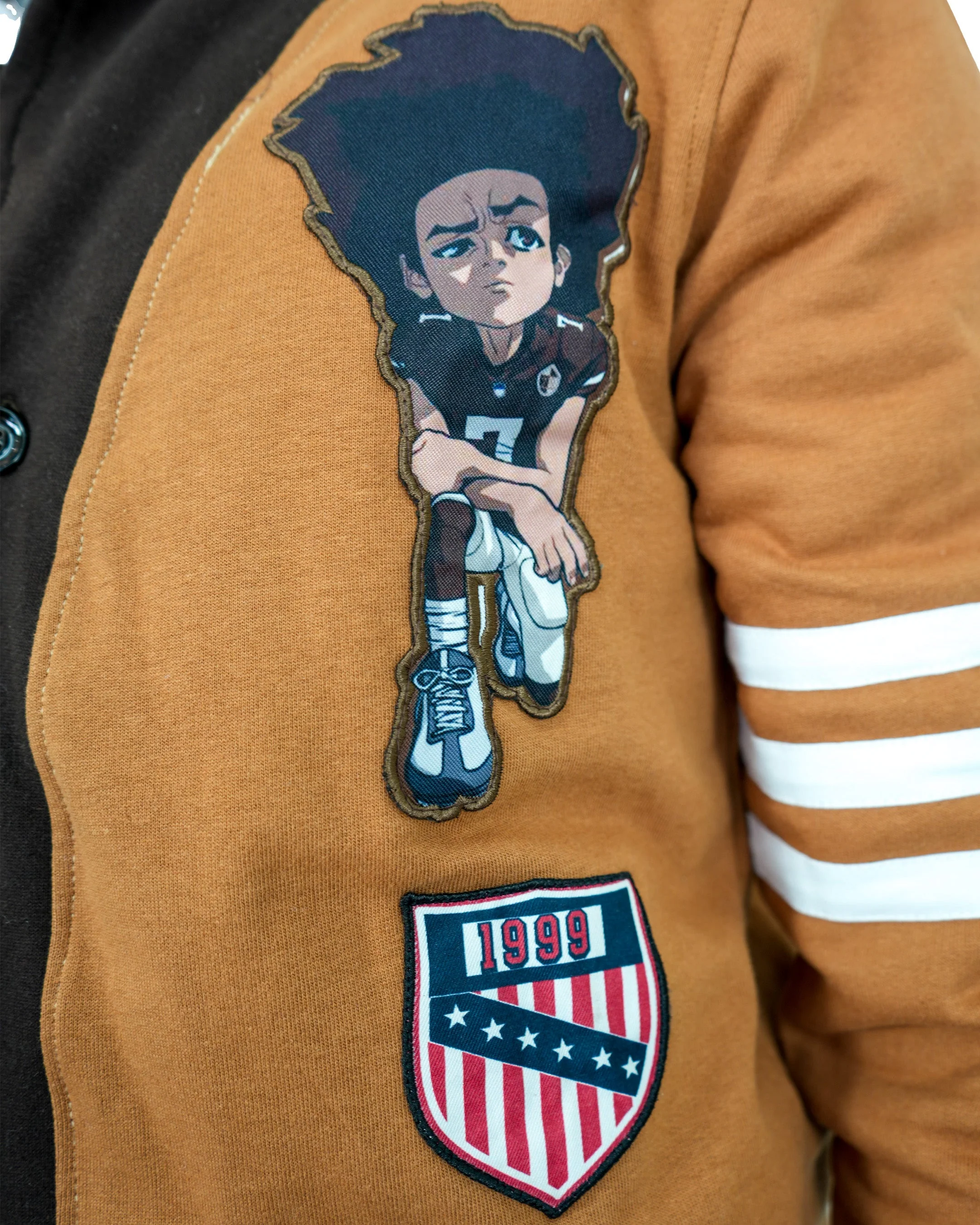 The Boondocks Huey Football Knit Chocolate Cardigan - Image 4