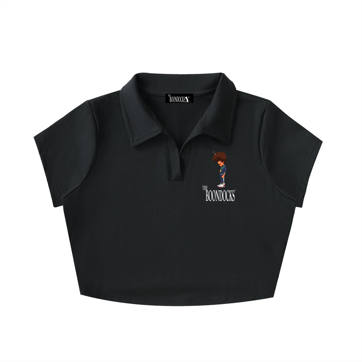 The Boondocks Huey Medal Stand Black Crop Polo - Image 3