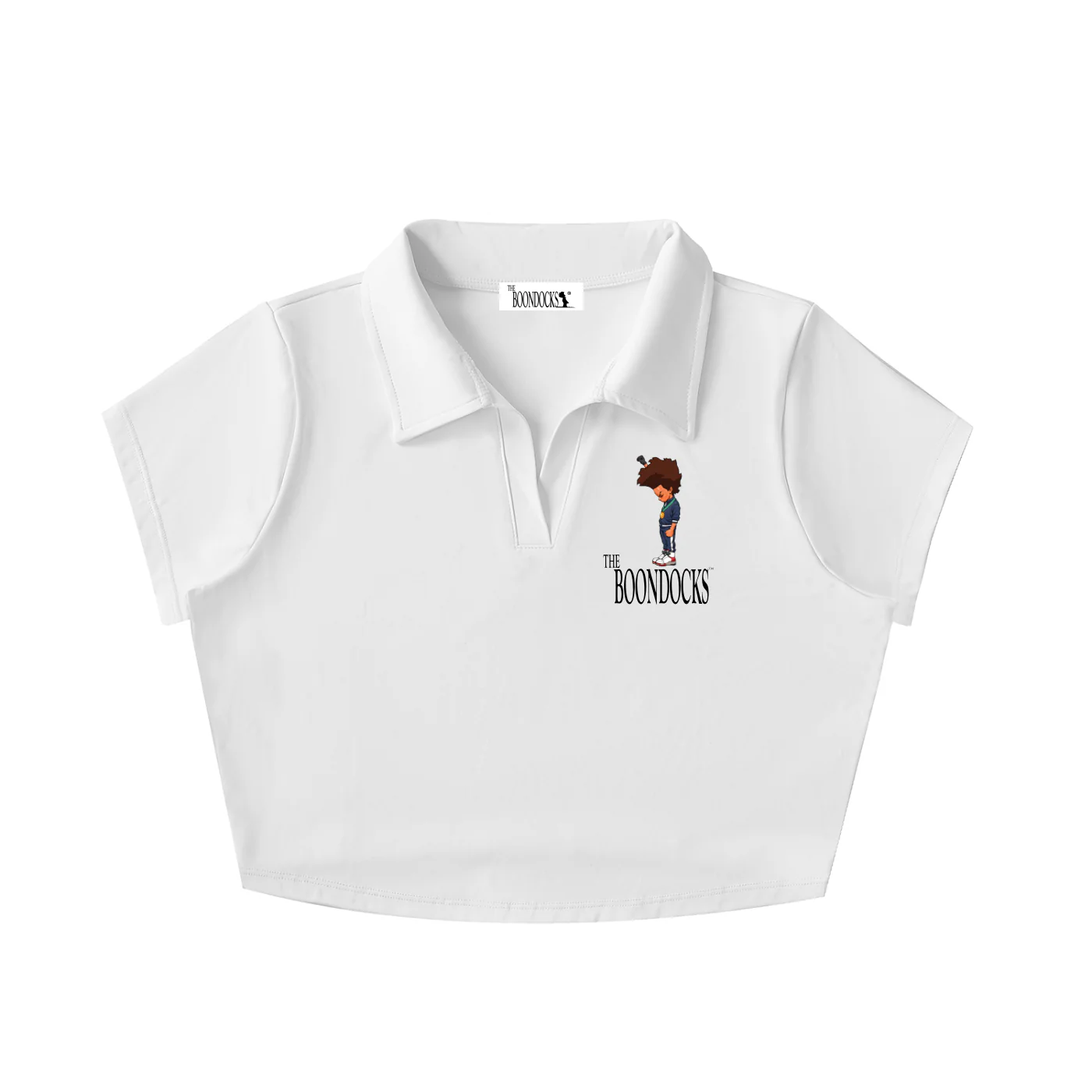 The Boondocks Huey Medal Stand White Crop Polo - Image 3