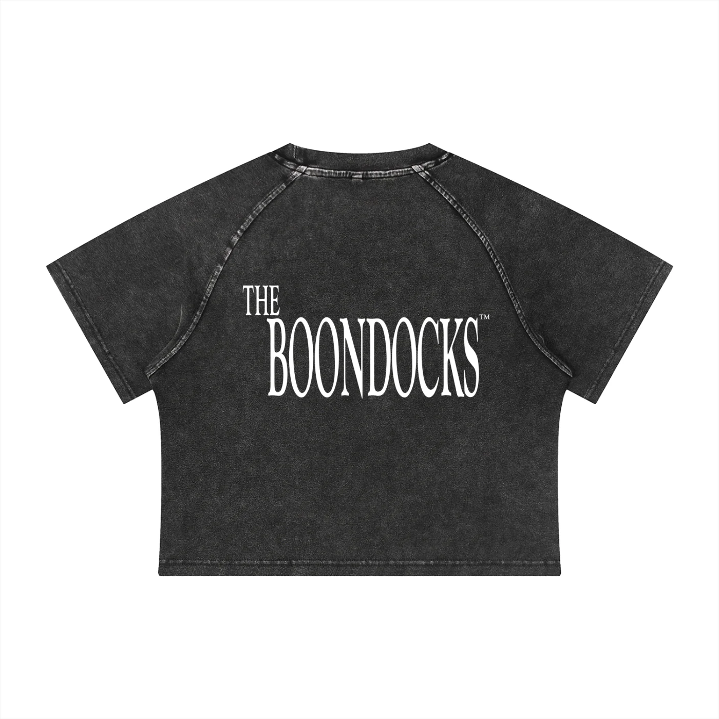The Boondocks Huey On Watch Black Acid Wash Crop T-Shirt - Image 4