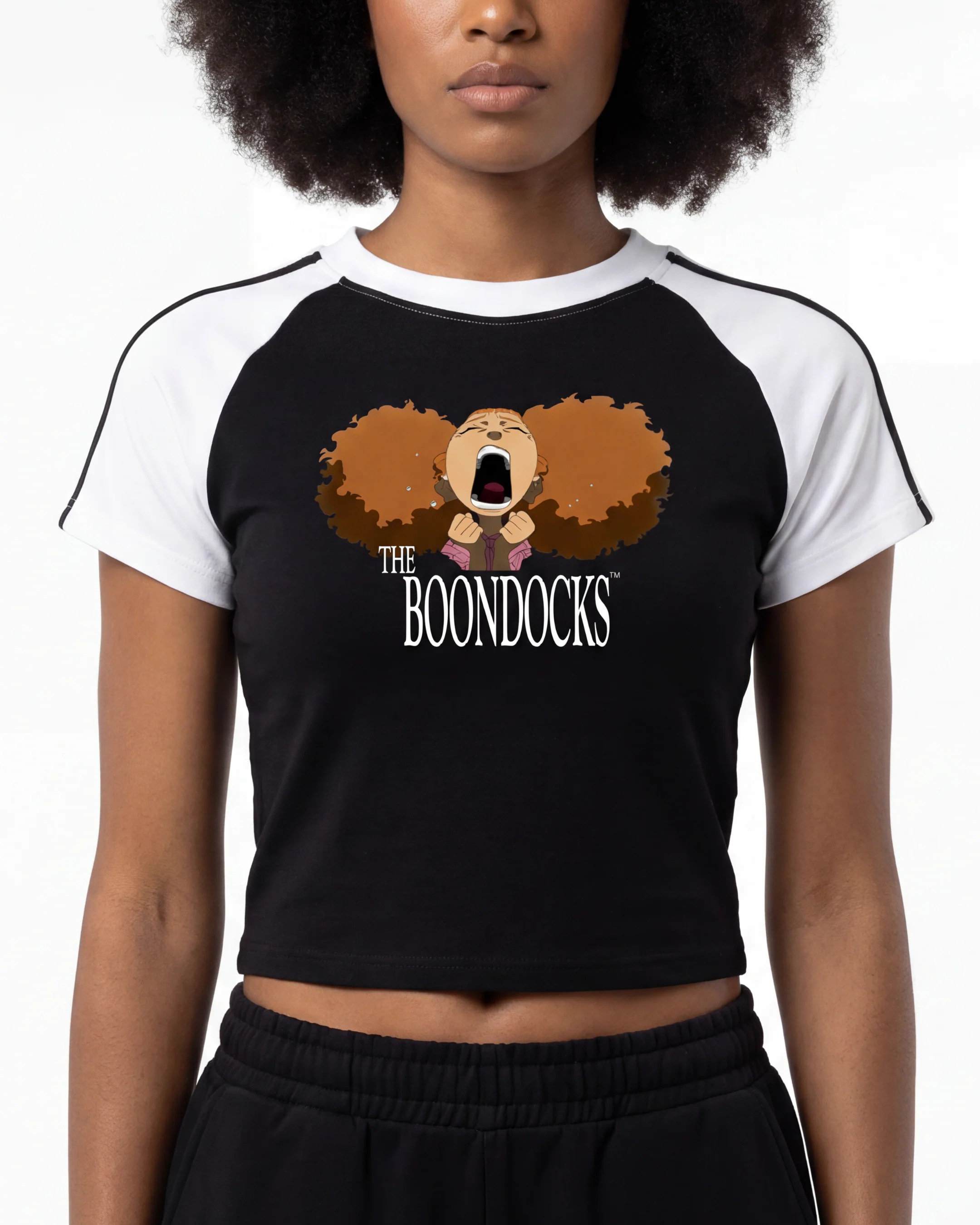 The Boondocks Jazmine Emotional Burst Crop Raglan T-Shirt - Image 4