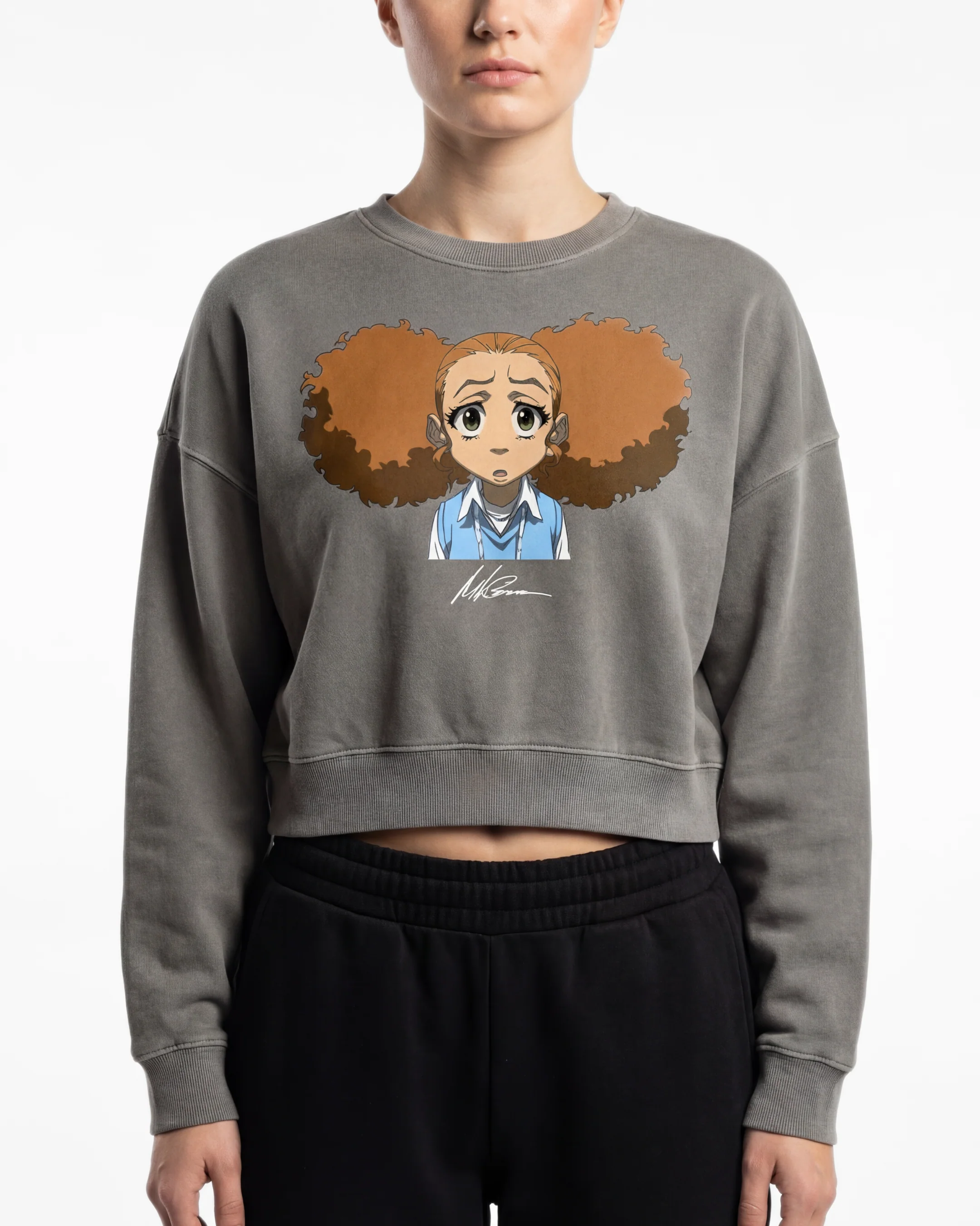 The Boondocks Jazmine Moods Dark Crop Crewneck