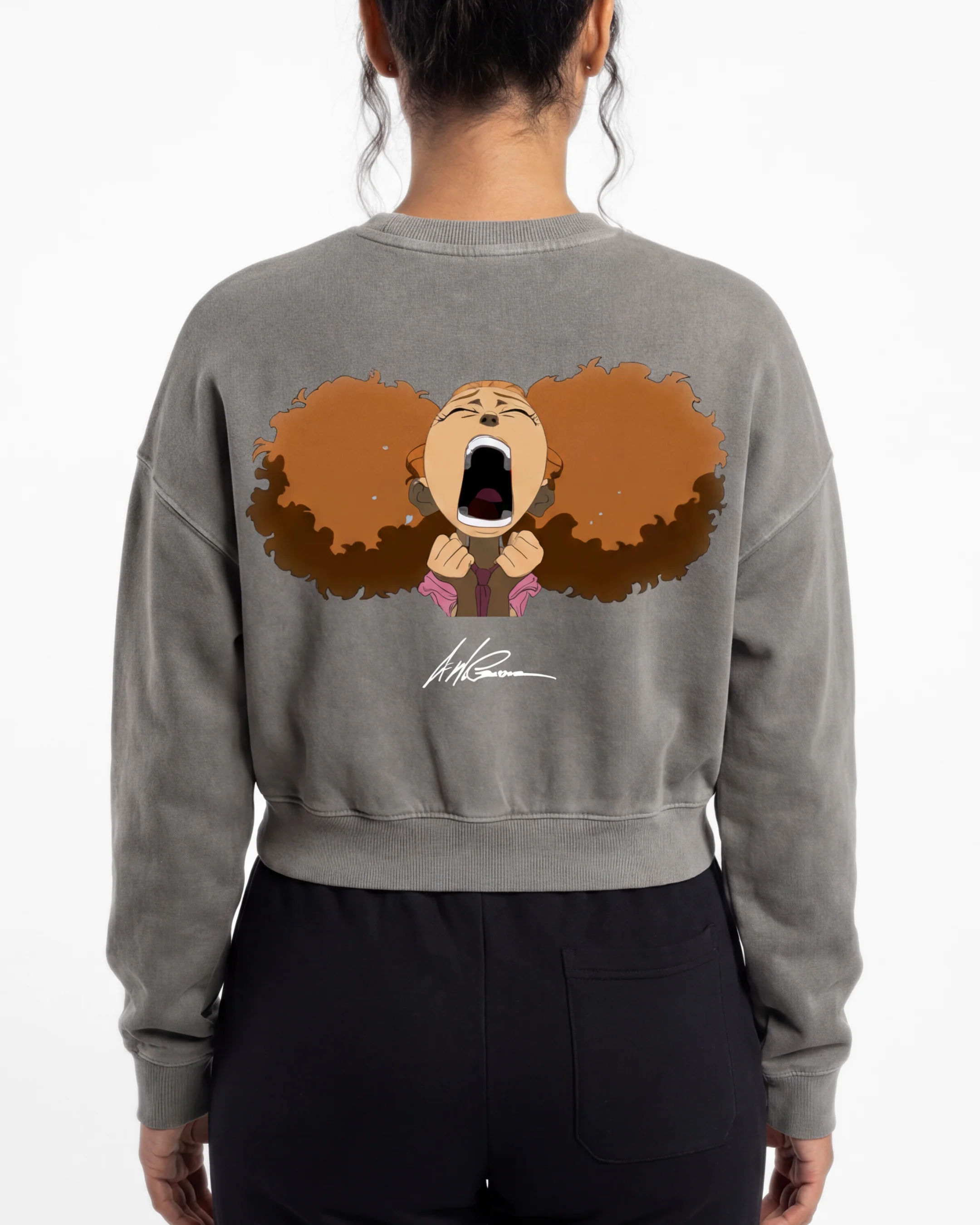 The Boondocks Jazmine Moods Dark Crop Crewneck - Image 2