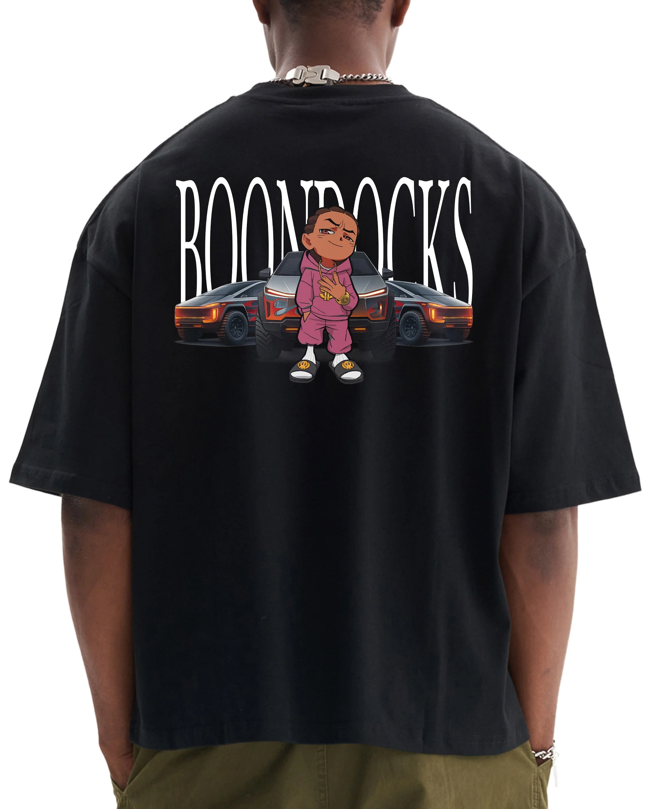 The Boondocks Next Gen Hustle Cropped Black T-Shirt - Image 2