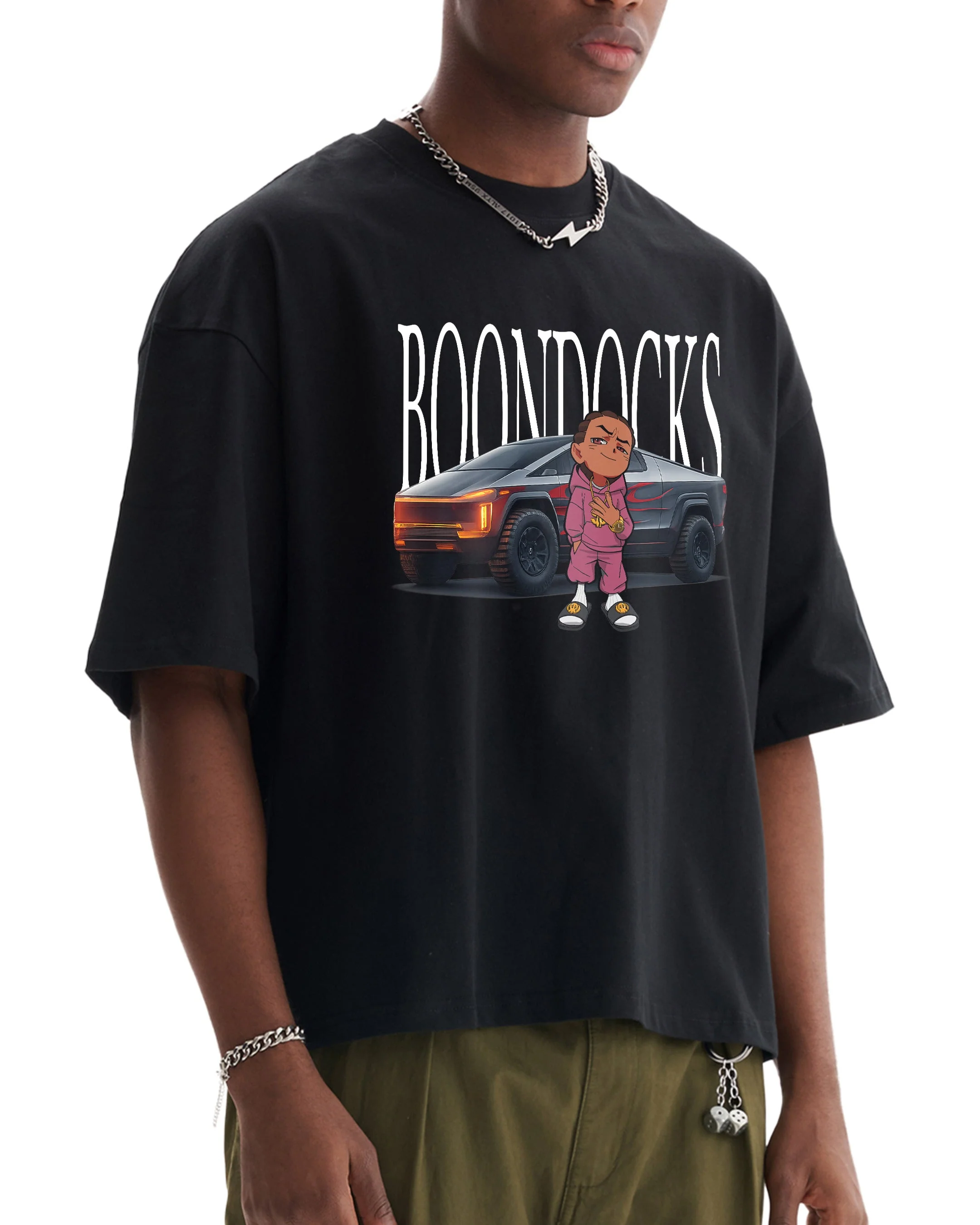 The Boondocks Next Gen Hustle Cropped Black T-Shirt - Image 3