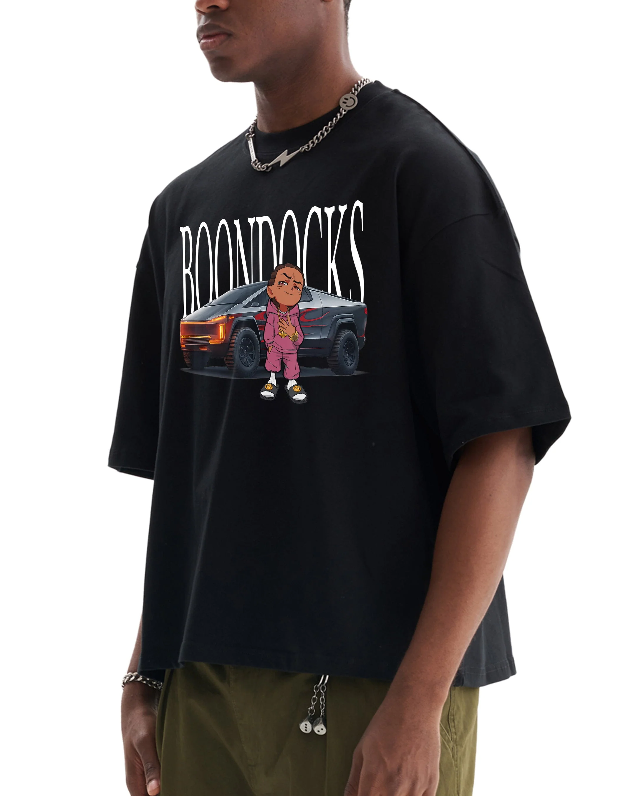 The Boondocks Next Gen Hustle Cropped Black T-Shirt - Image 6