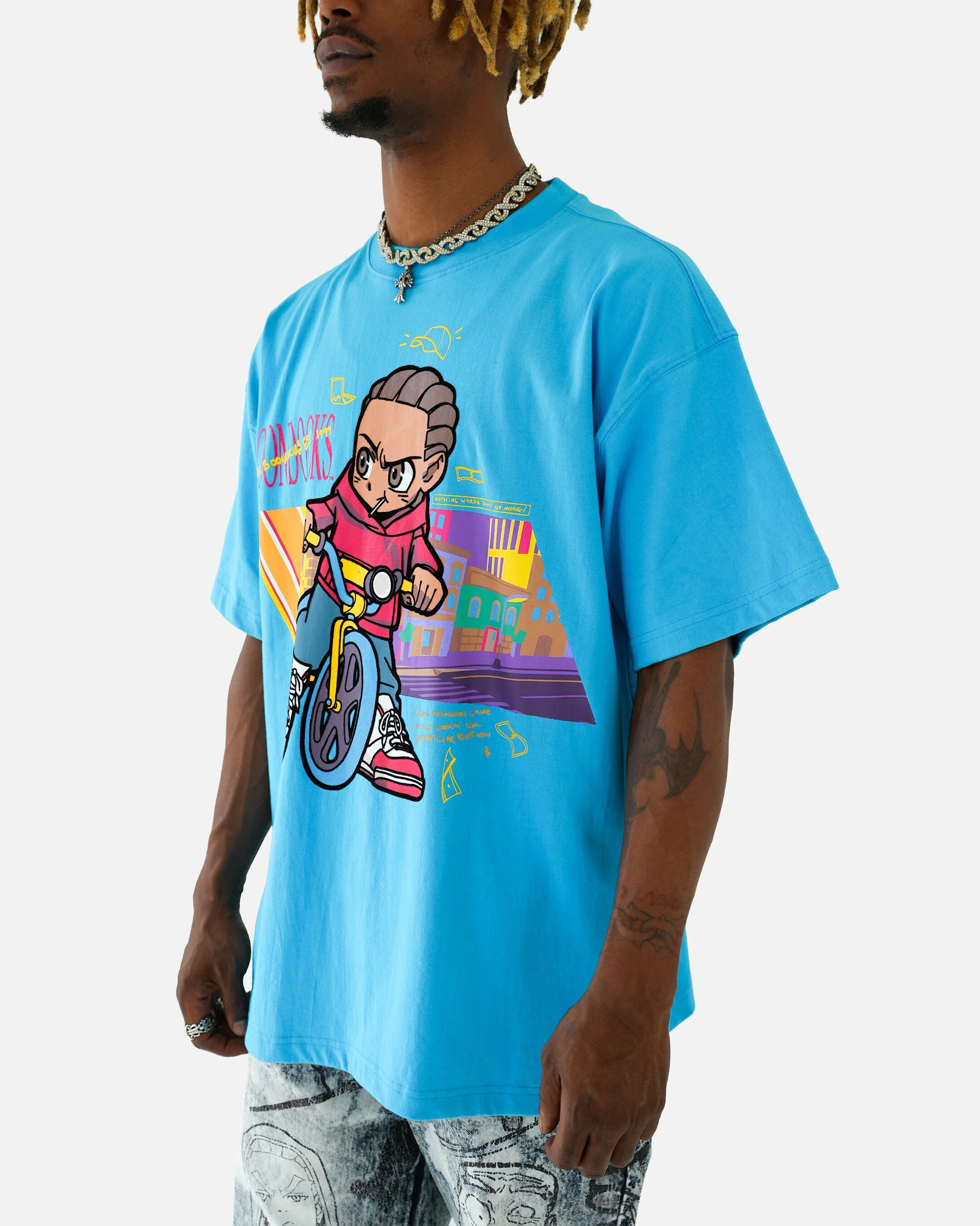 The Boondocks Pedal To The Hustle Blue Stone Wash T-Shirt - Image 5