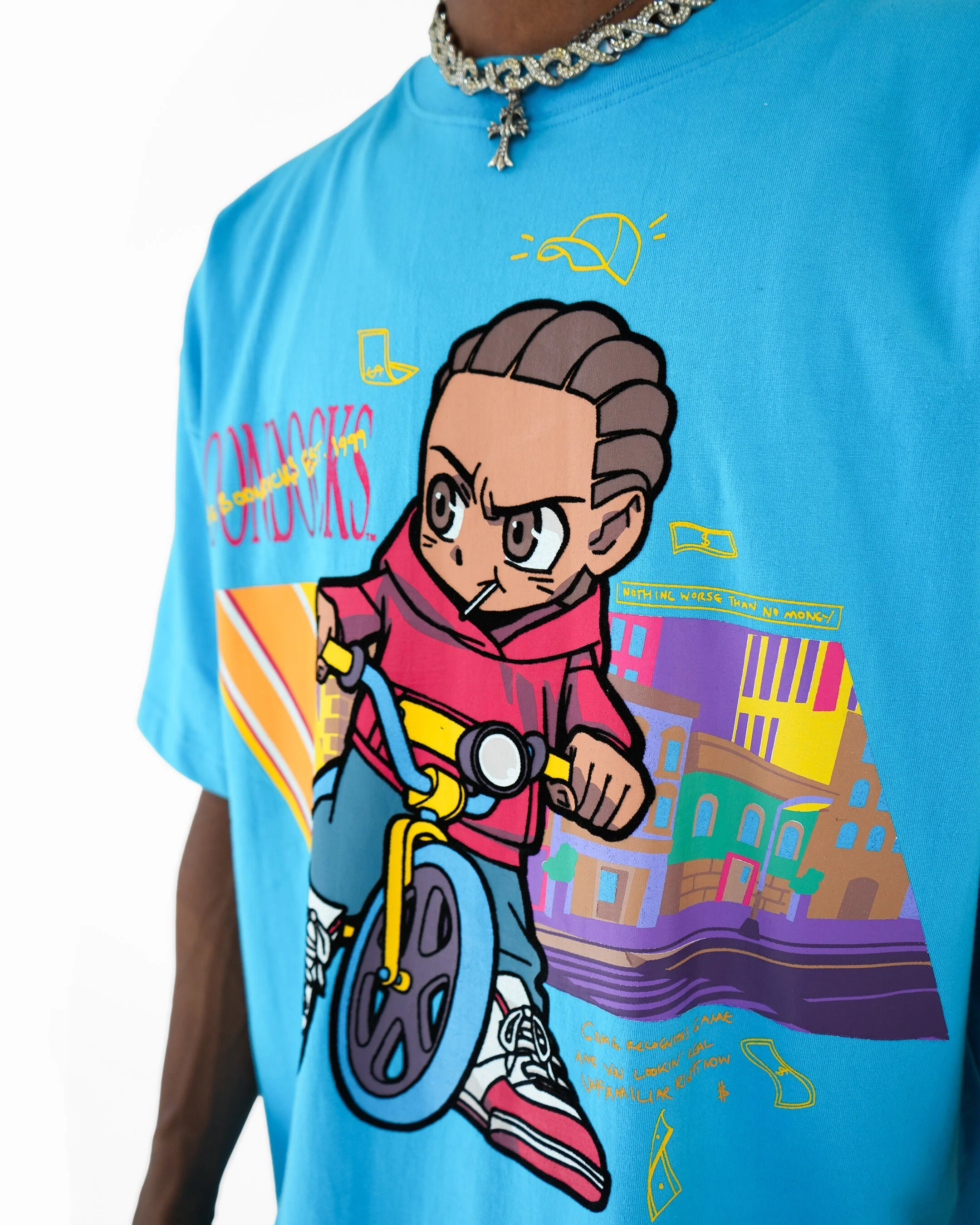 The Boondocks Pedal To The Hustle Blue Stone Wash T-Shirt - Image 6