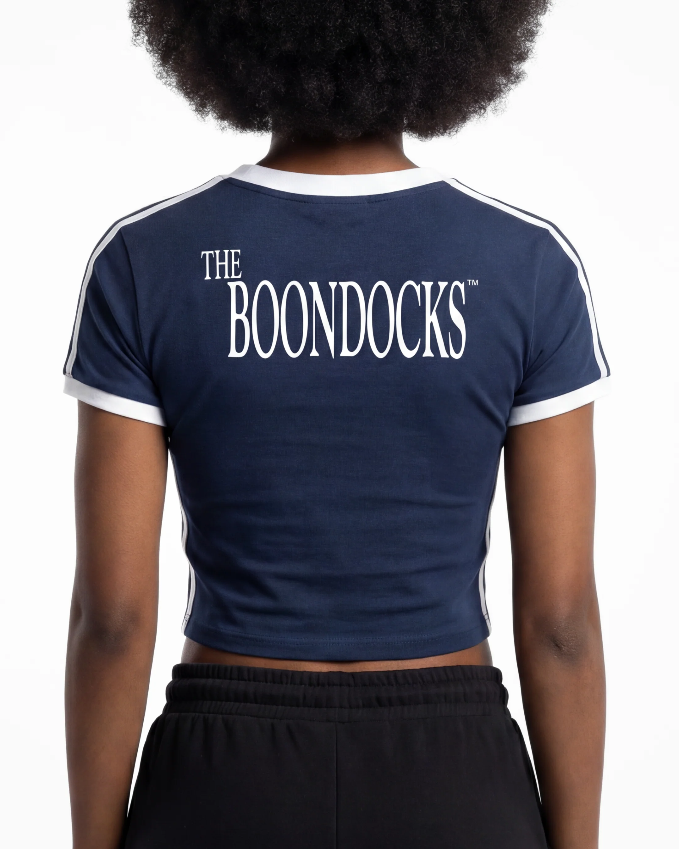 The Boondocks Riley Wild Motion Navy V-Neck Crop Tee - Image 2