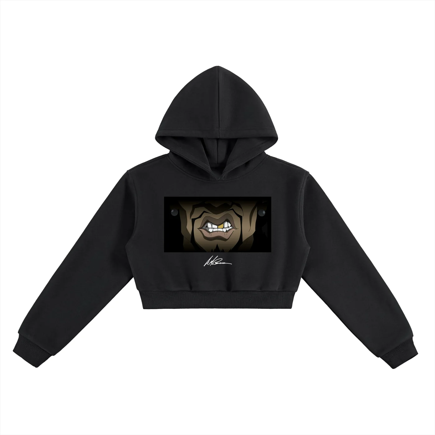 The Boondocks Slickback Gold Bite Cropped Heavyweight Hoodie - Image 3