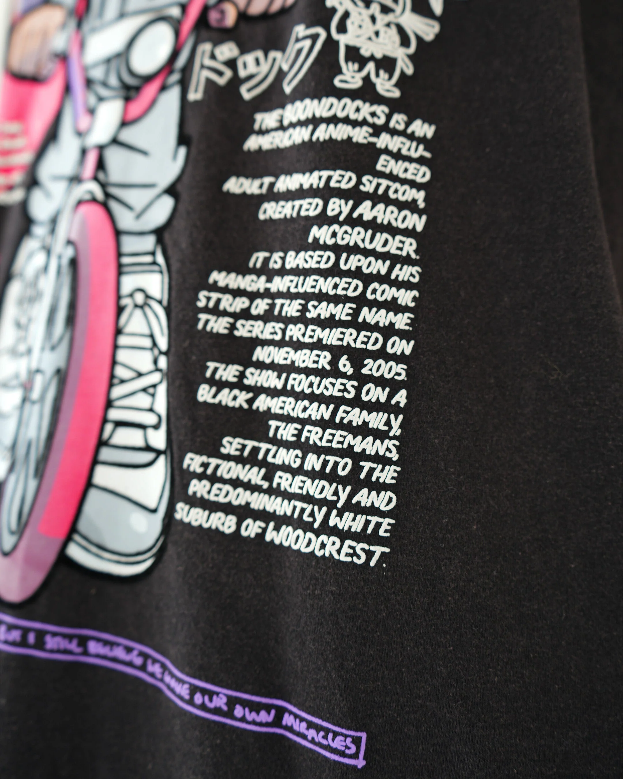 The Boondocks The Freeman Cycle Black Stone Wash T-Shirt - Image 3