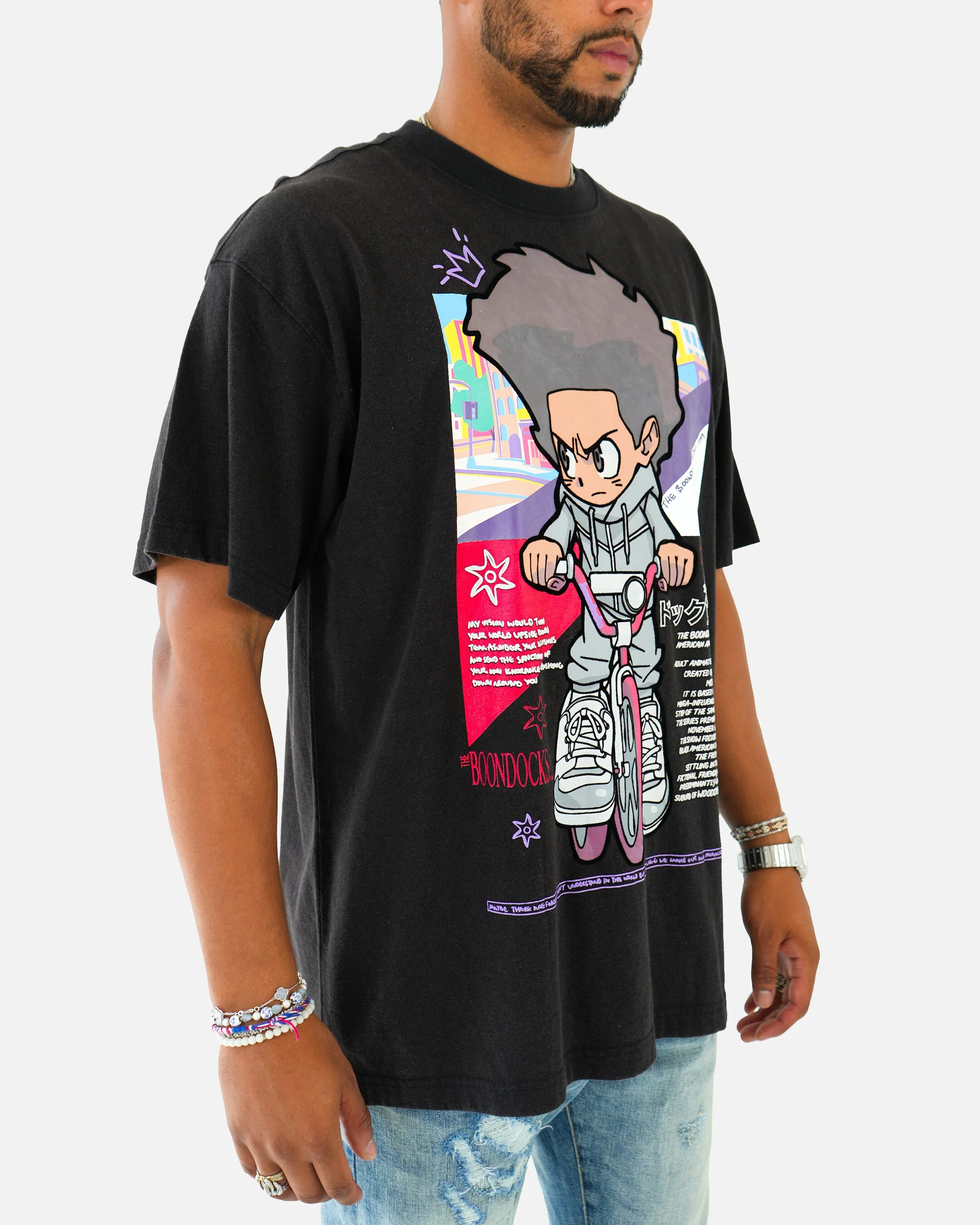 The Boondocks The Freeman Cycle Black Stone Wash T-Shirt - Image 4
