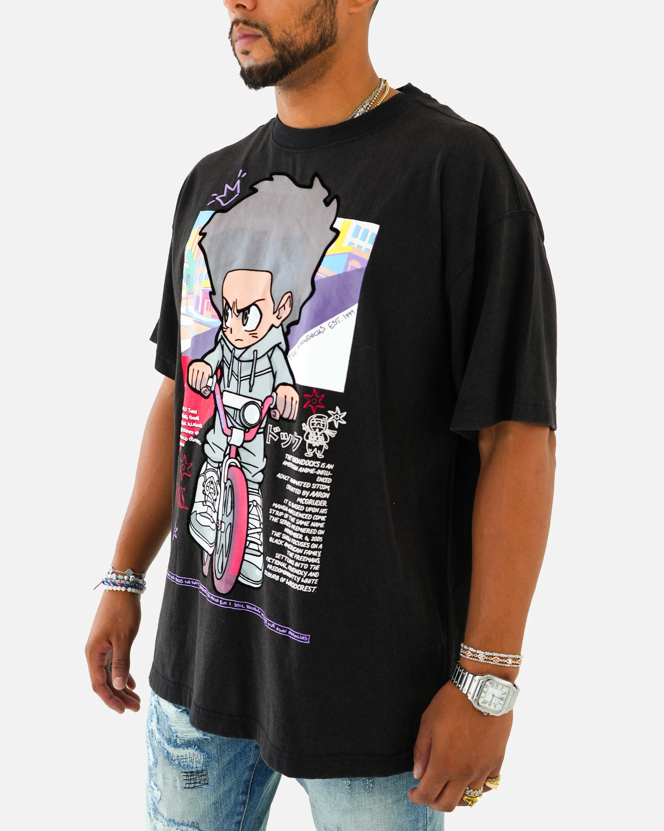The Boondocks The Freeman Cycle Black Stone Wash T-Shirt - Image 6