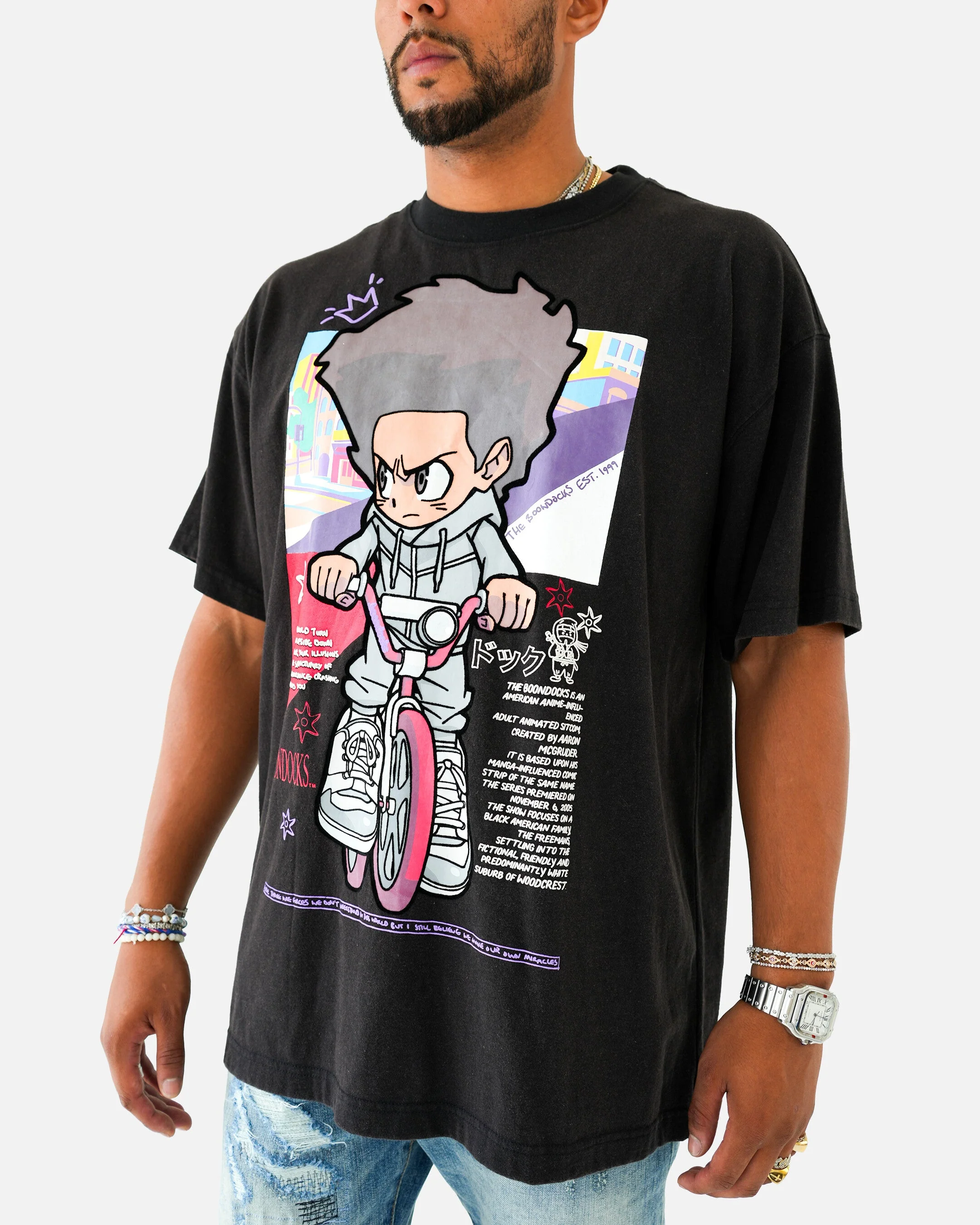 The Boondocks The Freeman Cycle Black Stone Wash T-Shirt - Image 8