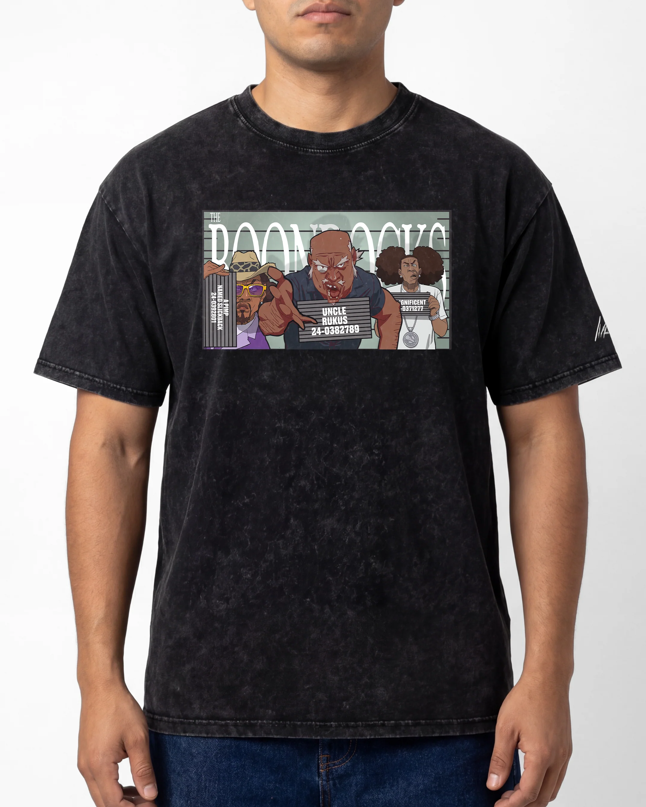 The Boondocks Villains Line Up Oversize Acid Wash T-Shirt