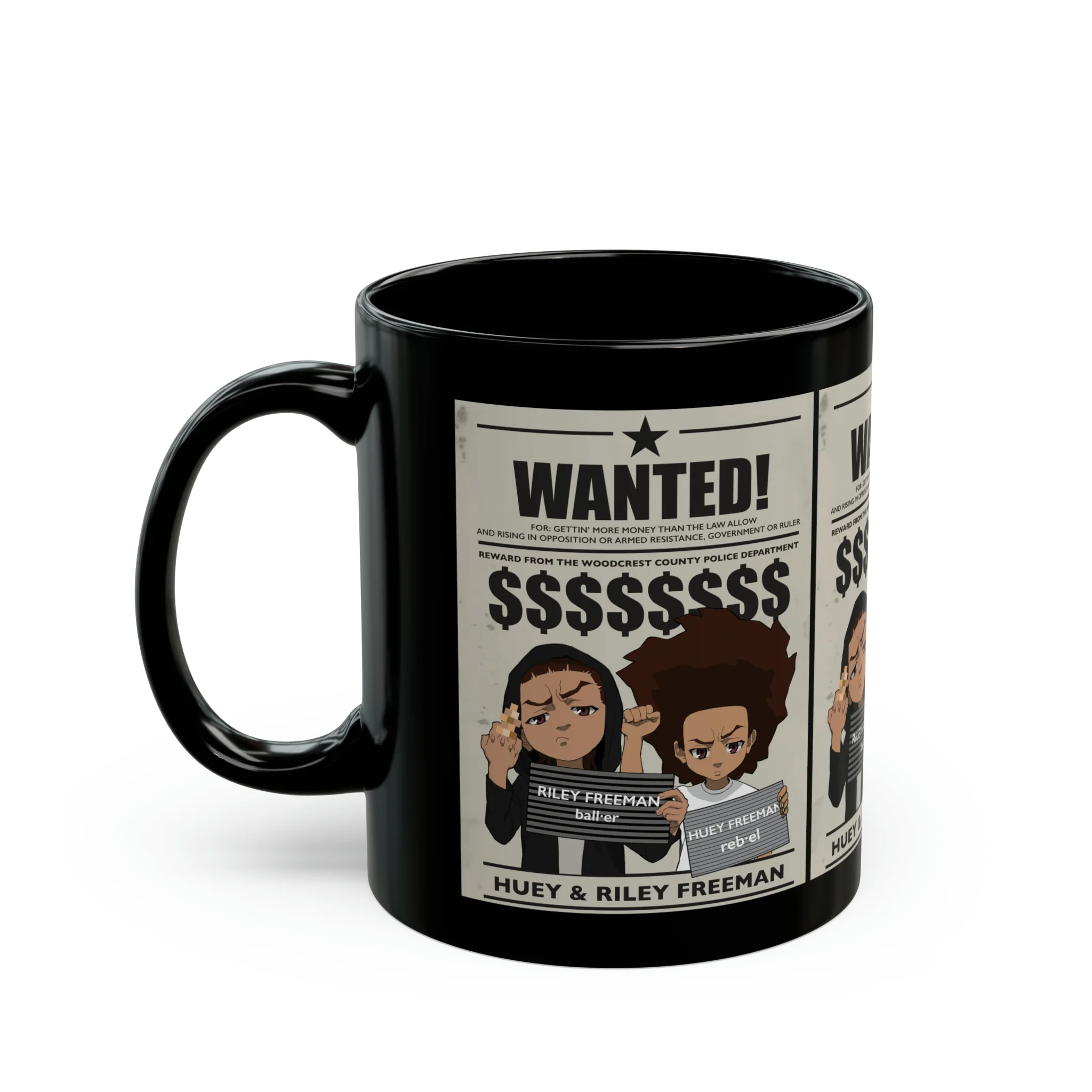 The Boondocks Wanted Black Mug (11oz) - Image 3