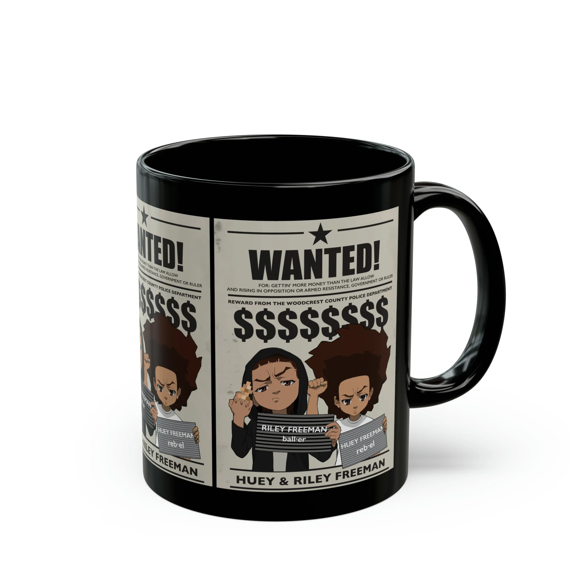 The Boondocks Wanted Black Mug (11oz) - Image 5