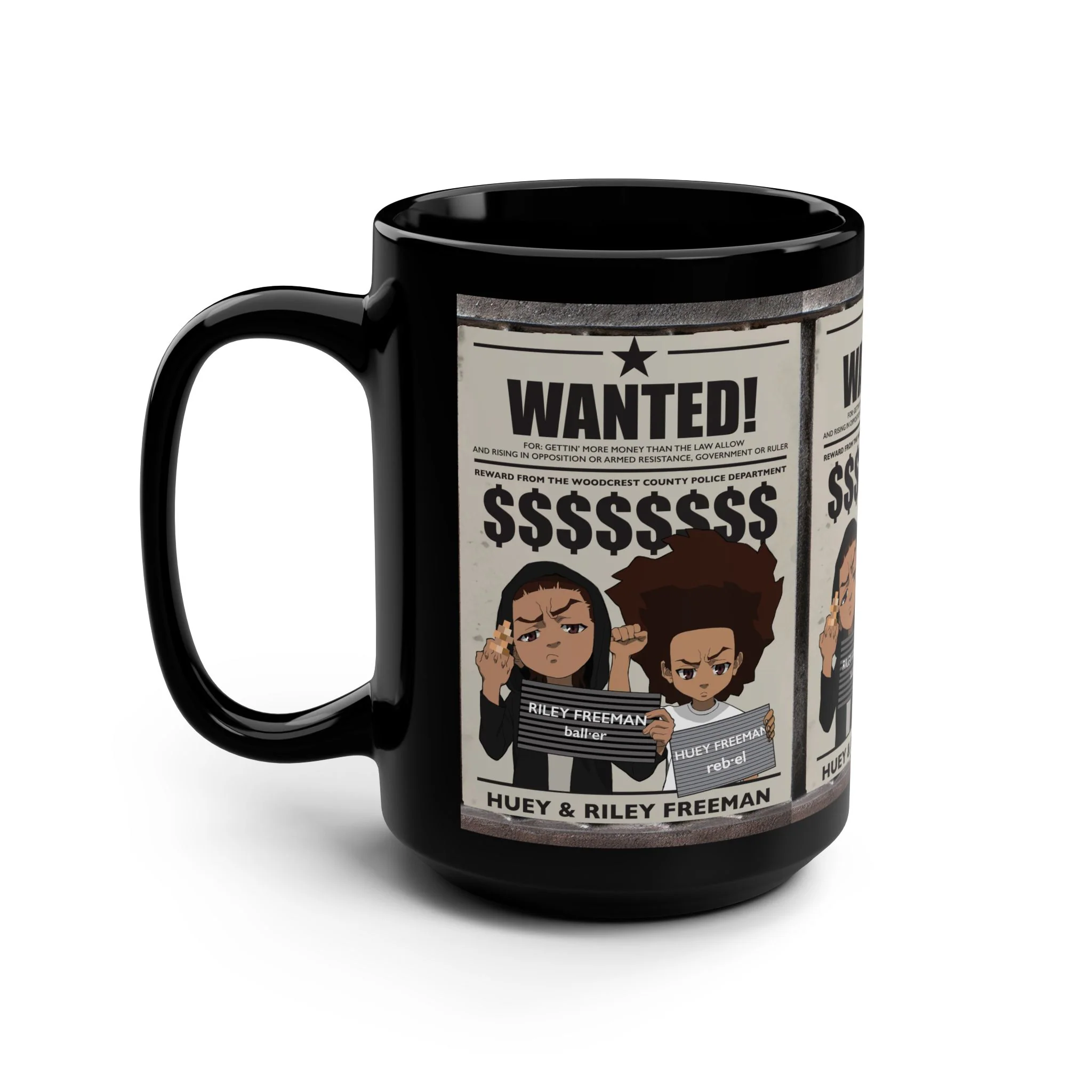 The Boondocks Wanted Black Mug (15oz) - Image 4